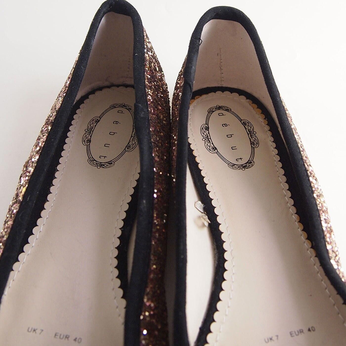 Debut Debut Ballet Flats Rose Gold Glitter Womens EU 40 US 9.5 Size US 9.5 / IT 39.5 - 4 Thumbnail