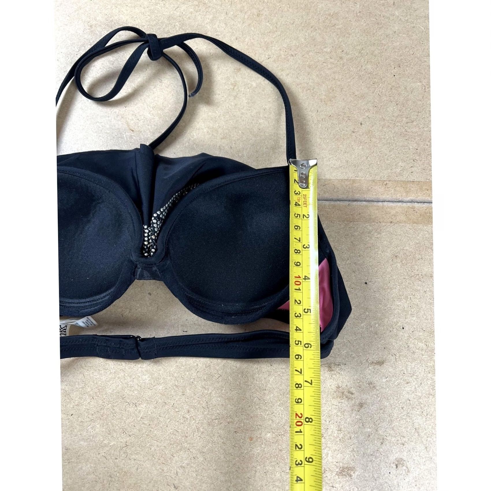 Pinko PINK Bra Womens S Black Push Up Padded Molded Halter Rhinestone Hook & Eye Size ONE SIZE - 5 Thumbnail