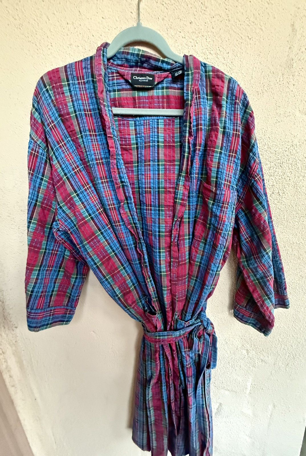Christian Dior Monsieur Vintage 80’s Christian Dior Monsignor blue& red plaid robe Size ONE SIZE - 1 Thumbnail
