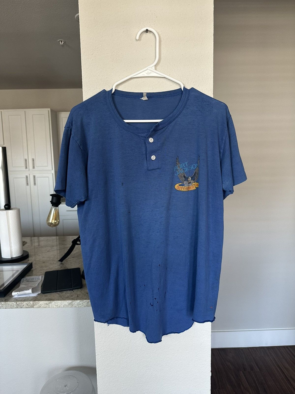 Vintage 1970s Vintage Fort Jackson “Duty Honor Country” Eagle Henley