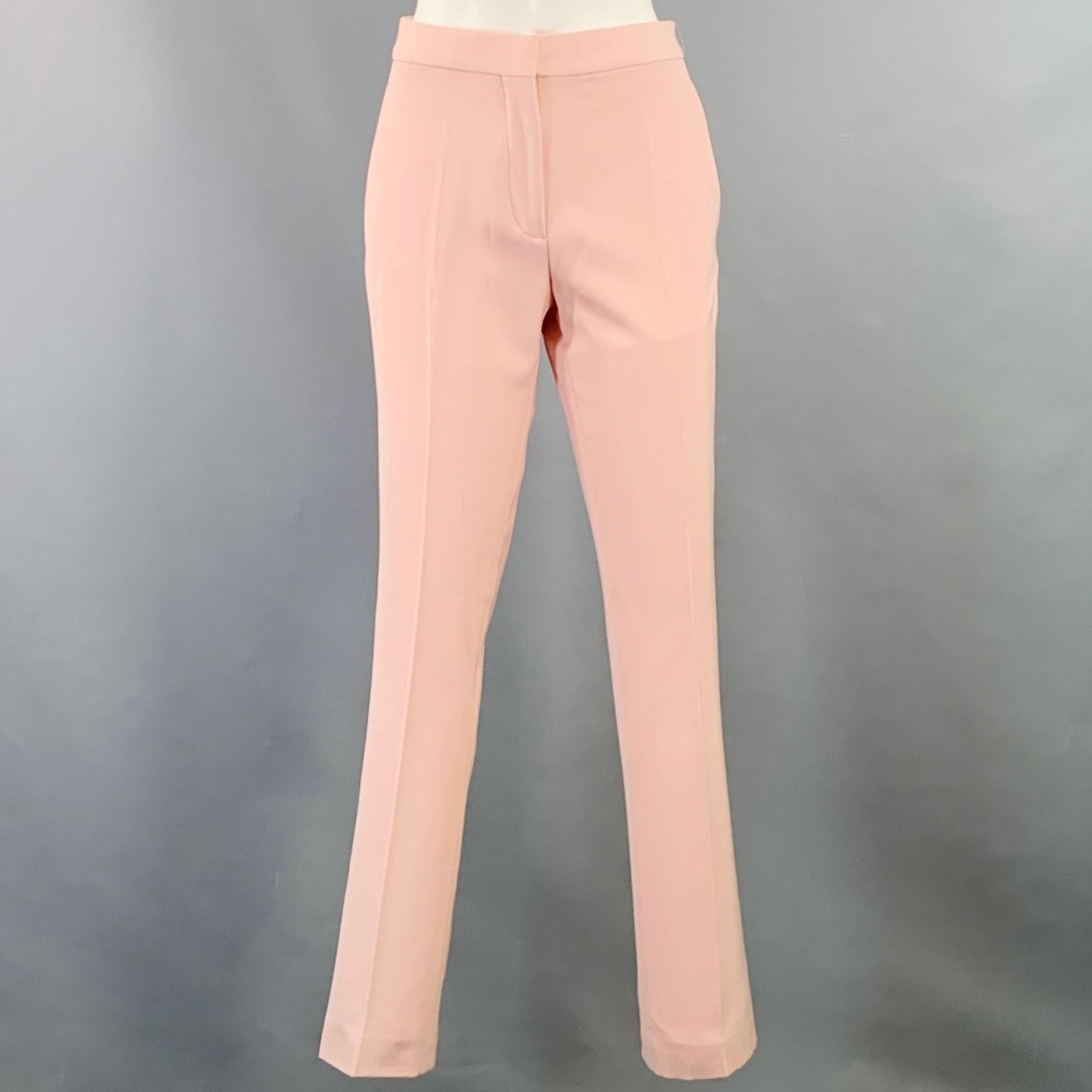 Size 4 Light Pink Wool Slim Fit Flat Front Dress Pants