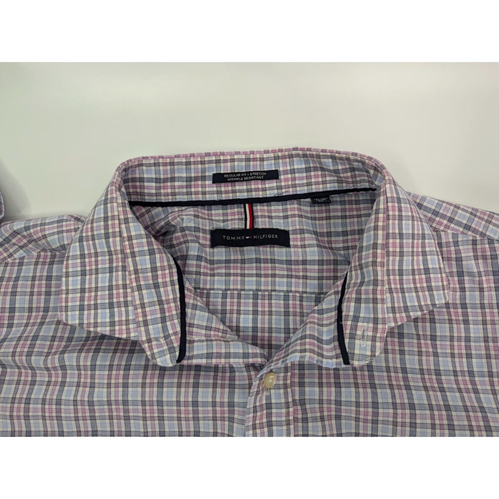 Tommy Hilfiger Tommy Hilfiger Purple Plaid Shirt XL Regular Fit Button-Down wrinkle Resistant Casual Dress Shirt Mens Regular Fit Shirt Size US XL / EU 56 / 4 - 7 Thumbnail