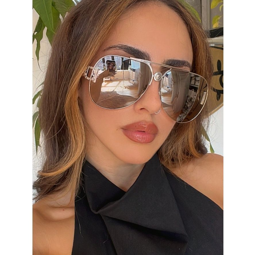 NEW Versace VE2255 Aviator Sunglasses in Silver Mirrored