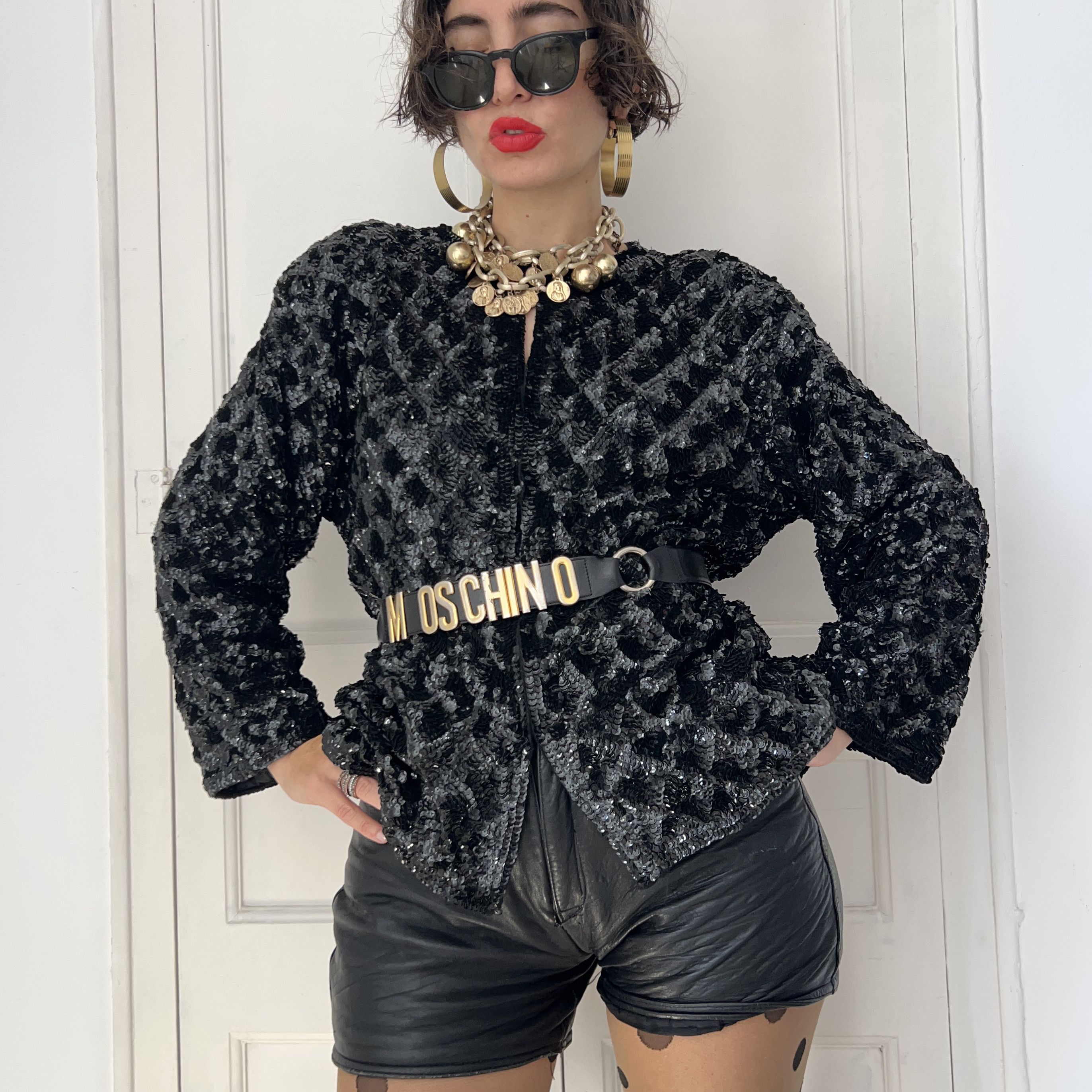 Vintage Vintage 80s Black Sequin Jacket Size L / US 10 / IT 46 - 8 Thumbnail