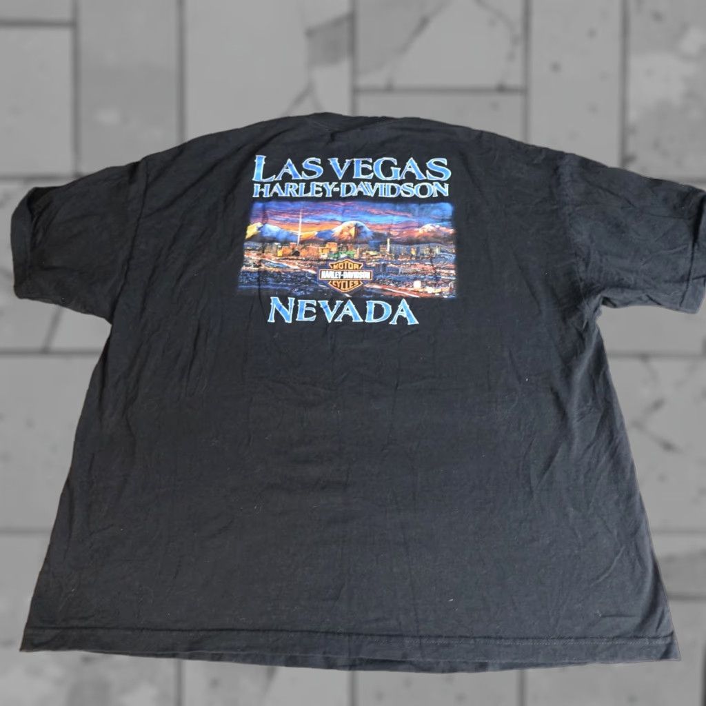 Harley Davidson VINTAGE Harley-Davidson Shirt Big & Tall 2X Black Double-Sided Crew Neck Short Sleeve Mens Motorcycle Biker Las Vegas Nevada Size US XXL / EU 58 / 5 - 1 Thumbnail