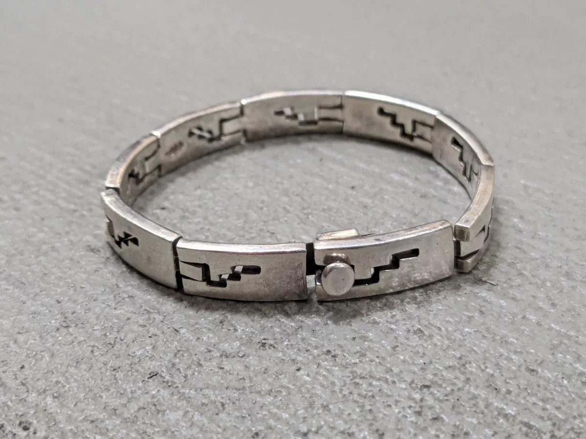 Jewelry Stainless Steel Bracelet Taxco Mexico Rectangle Panel Size ONE SIZE - 4 Thumbnail