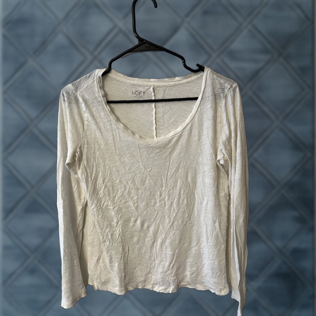 Loft VINTAGE LOFT Women's Sleepwear Pajama Top Long Sleeve Knit Size M White Size M / US 6-8 / IT 42-44 - 1 Thumbnail