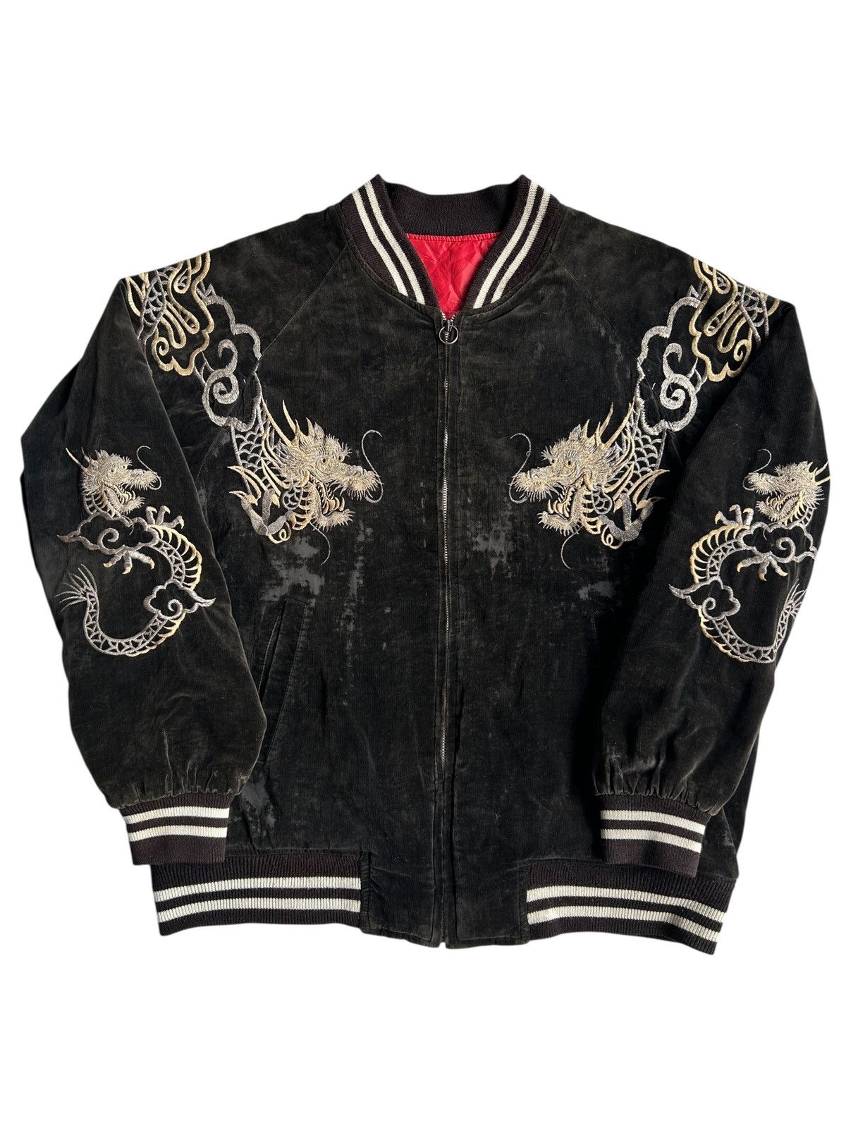 Japanese Brand THRASHED Vintage Sukajan Embroidery Sunfaded Jacket Size US XL / EU 56 / 4 - 2 Thumbnail