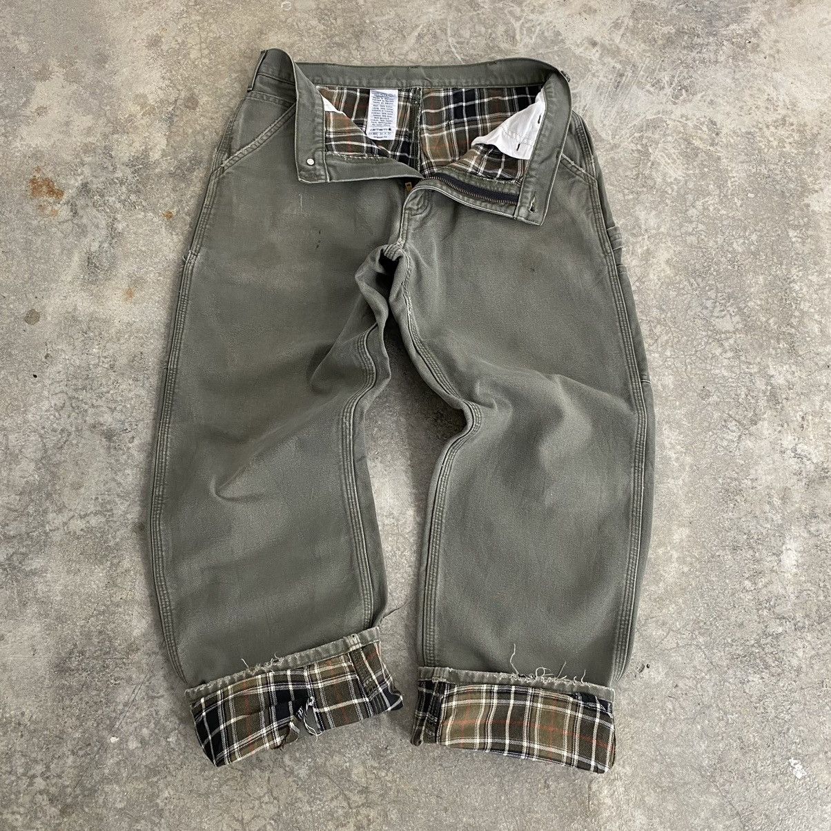 VTG Carhartt Blanket Lined Moss Green Carpenter Pants