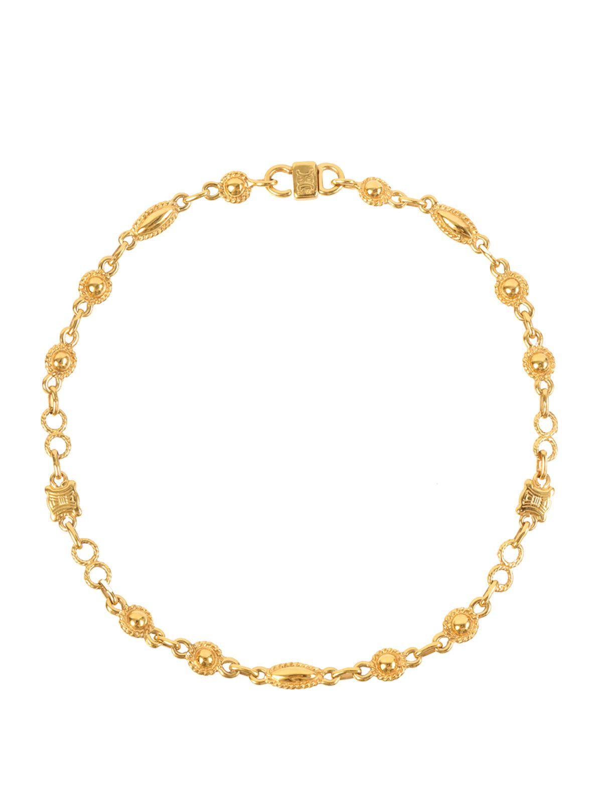 image of Celine Multi Motif Macadam Plate Necklace in Black, Women's