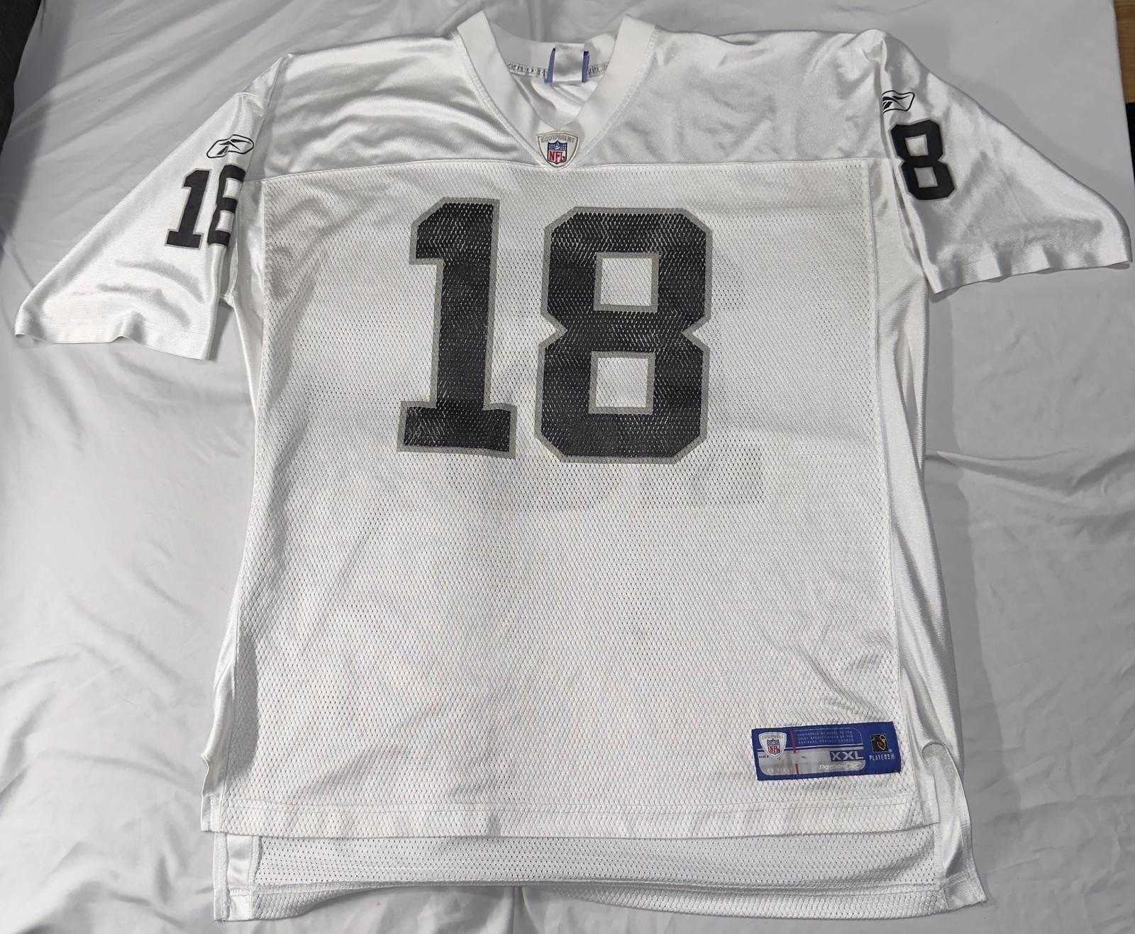 Reebok VTG NFL #18 Randy Moss Oakland Raiders Football Jersey Size US XXL / EU 58 / 5 - 1 Thumbnail