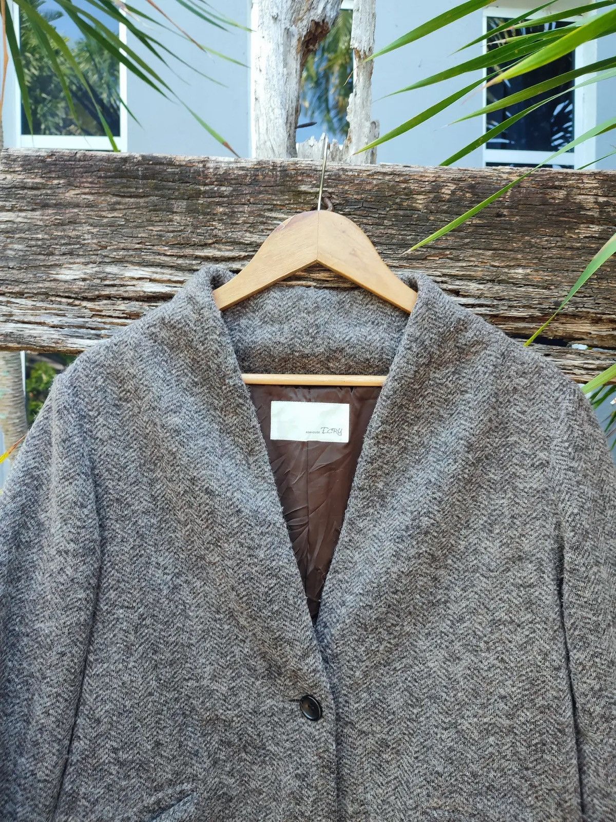 ABAHOUSE Abahouse ECRU Women’s Wool Blend Shawl Collar Overcoat Size M / US 6-8 / IT 42-44 - 2 Thumbnail