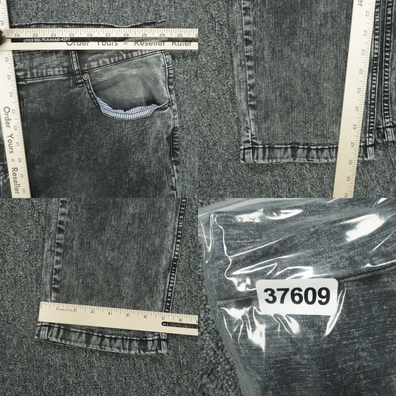 Denime Mugsy Jeans Mens 42x30 Gray Bowies Stone Wash 5 Pocket Straight Stretch Denim Shirt? Size US 42 / EU 58 - 8 Thumbnail