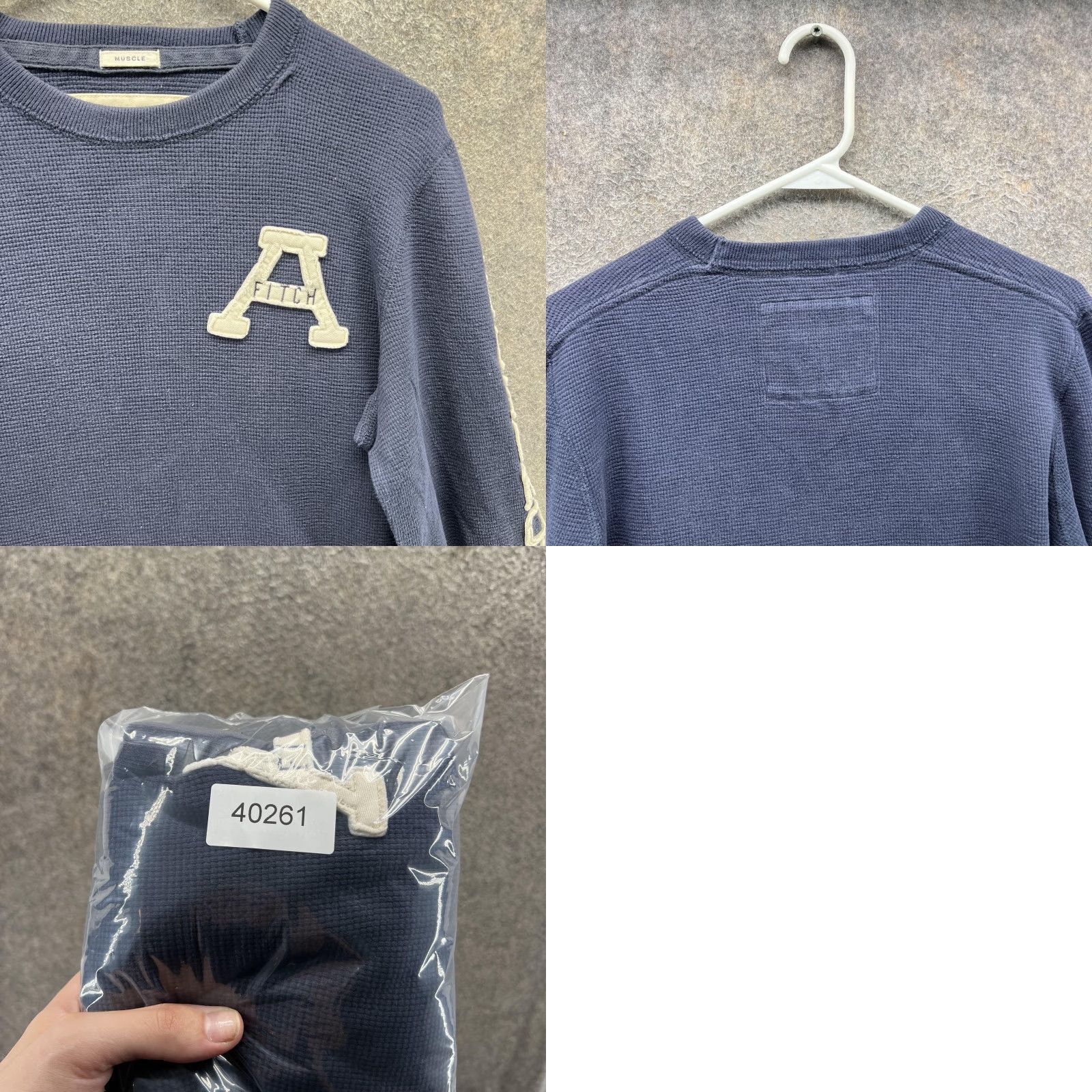 Abercrombie & Fitch Abercrombie & Fitch Shirt Mens L Blue Thermal Muscle A Logo Long Sleeve Size US L / EU 52-54 / 3 - 8 Thumbnail