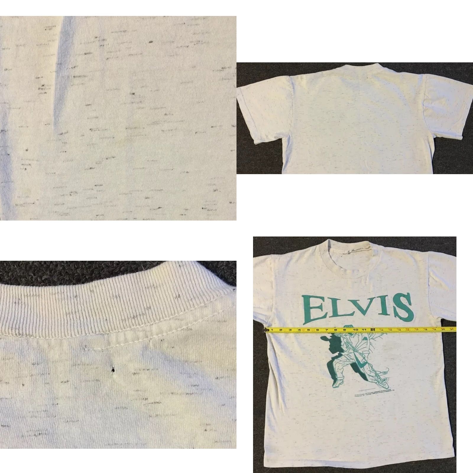 Vintage Vtg Elvis Presley 80s Faded Shirt S Country Rock Tour Grunge Western Music Band Concert USA Single Stitch Mens T-Shirt White Striped Pattern Size S Size US S / EU 44-46 / 1 - 9 Thumbnail