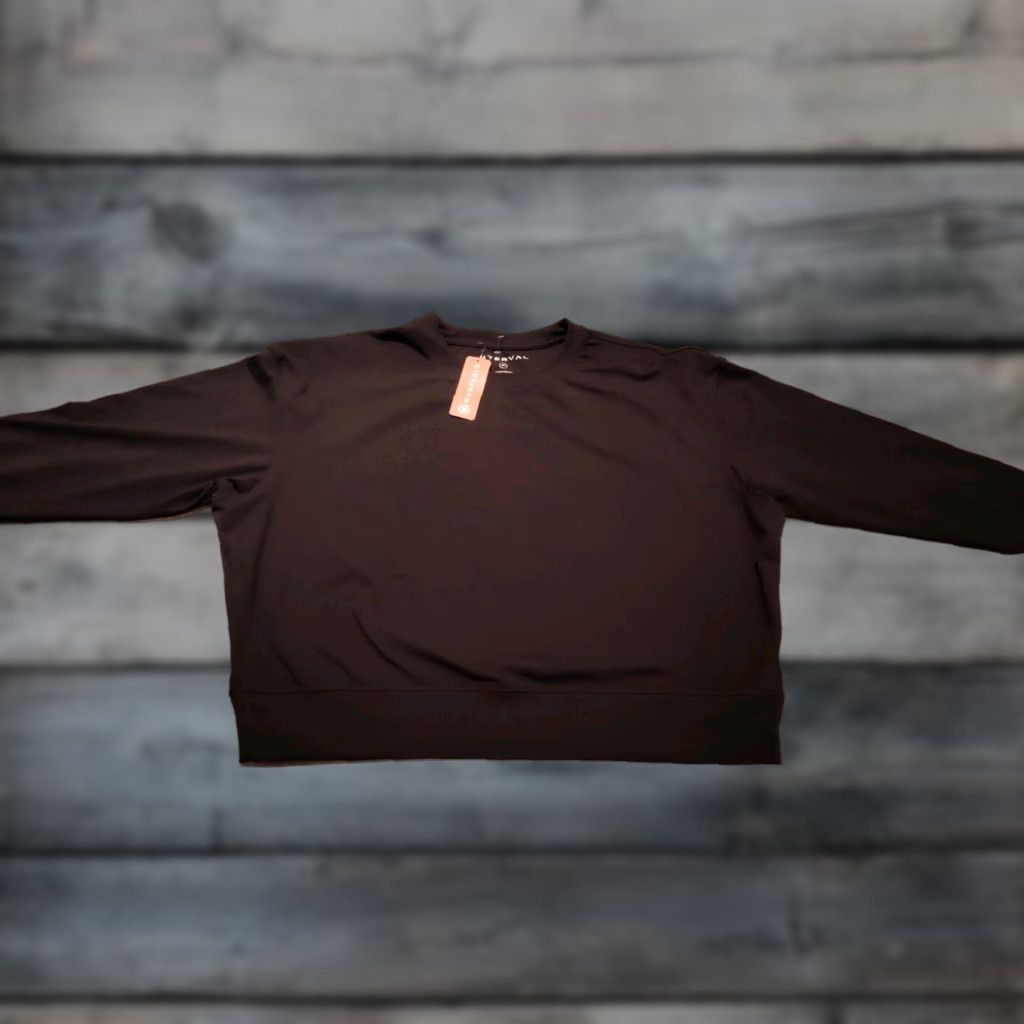 Vintage Interval Women's Lifestyle Lux Crew Sweatshirt Black NWT XL USA Made Stretch Size XL / US 12-14 / IT 48-50 - 1 Thumbnail
