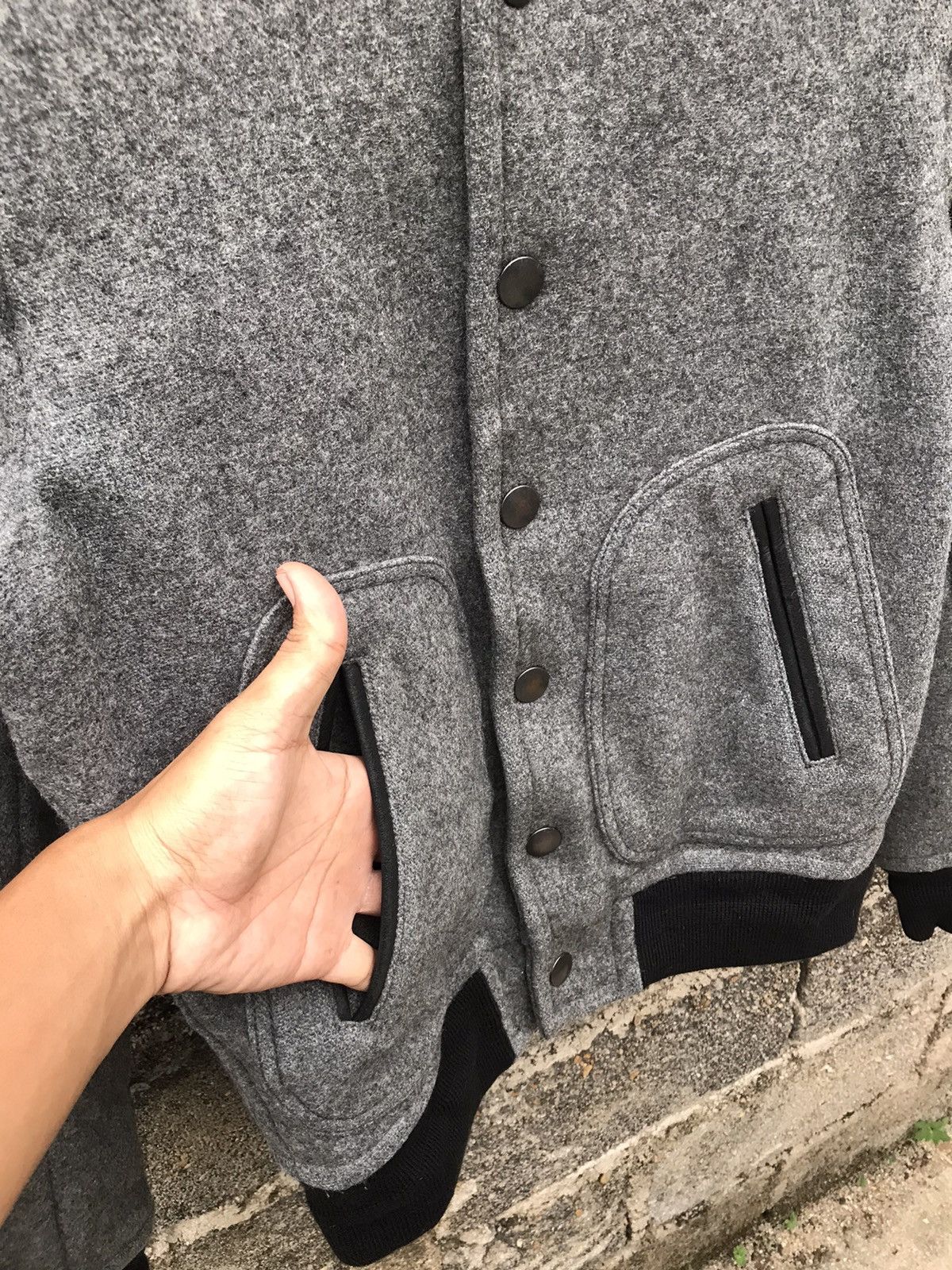 NANO universe 🔥Nano Universe Black Leather Button Varsity Jacket Size US S / EU 44-46 / 1 - 6 Thumbnail