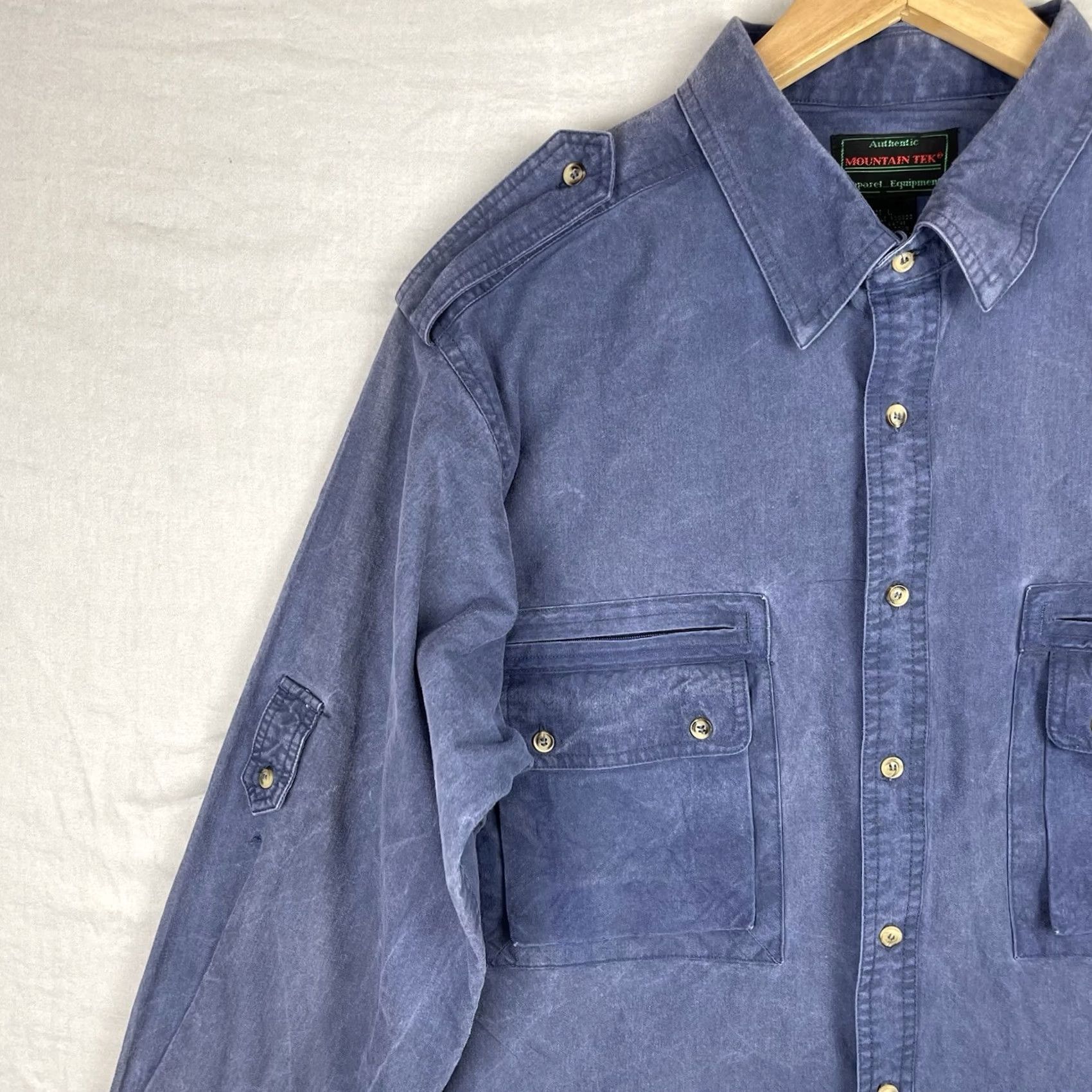 Epaulet VINTAGE Mountain Tek Shirt Mens Large Safari Outdoor Epaulet Heavyweight Hiking Shirt Size US L / EU 52-54 / 3 - 3 Thumbnail