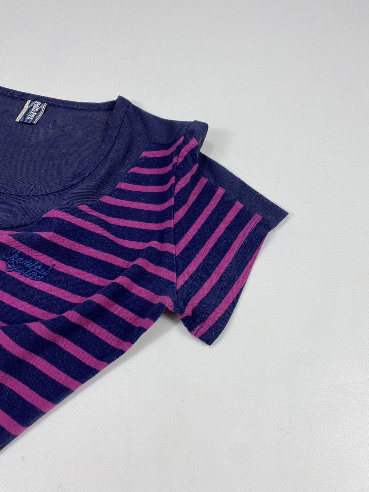 Jean Paul Gaultier 🔥LASTDROP🔥 Y2K Mesh JPG Script Logo Iconic Striped Tee Size S / US 4 / IT 40 - 8 Thumbnail