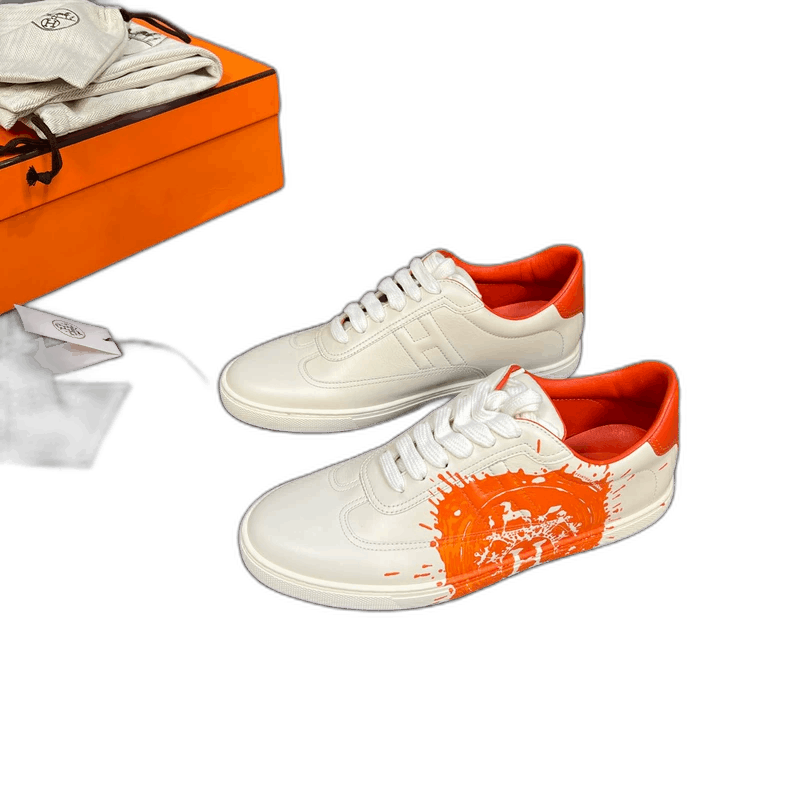 Hermes Hermes Quicker White Orange LowTop Sneakers-2506 Size US 6 / IT 36 - 1 Thumbnail