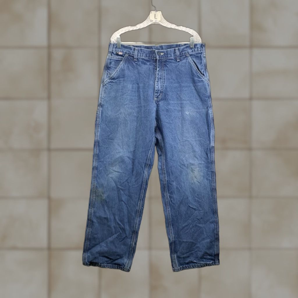 Carhartt VINTAGE Carhartt Men’s Wide Leg Flame-Resistant Denim Jeans 36W 32L Blue Retro Size US 36 / EU 52 - 1 Thumbnail