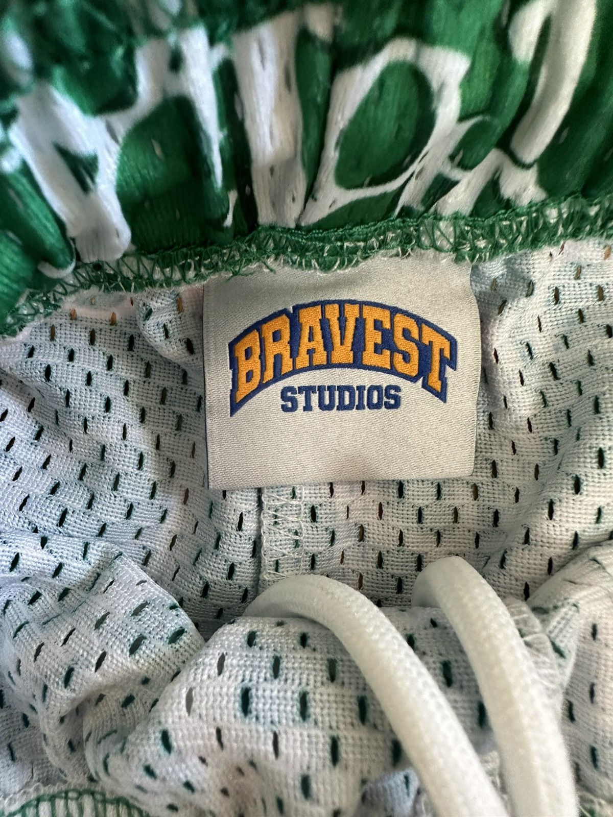 Bravest Studios Green/White Oblique Mesh Shorts - Medium