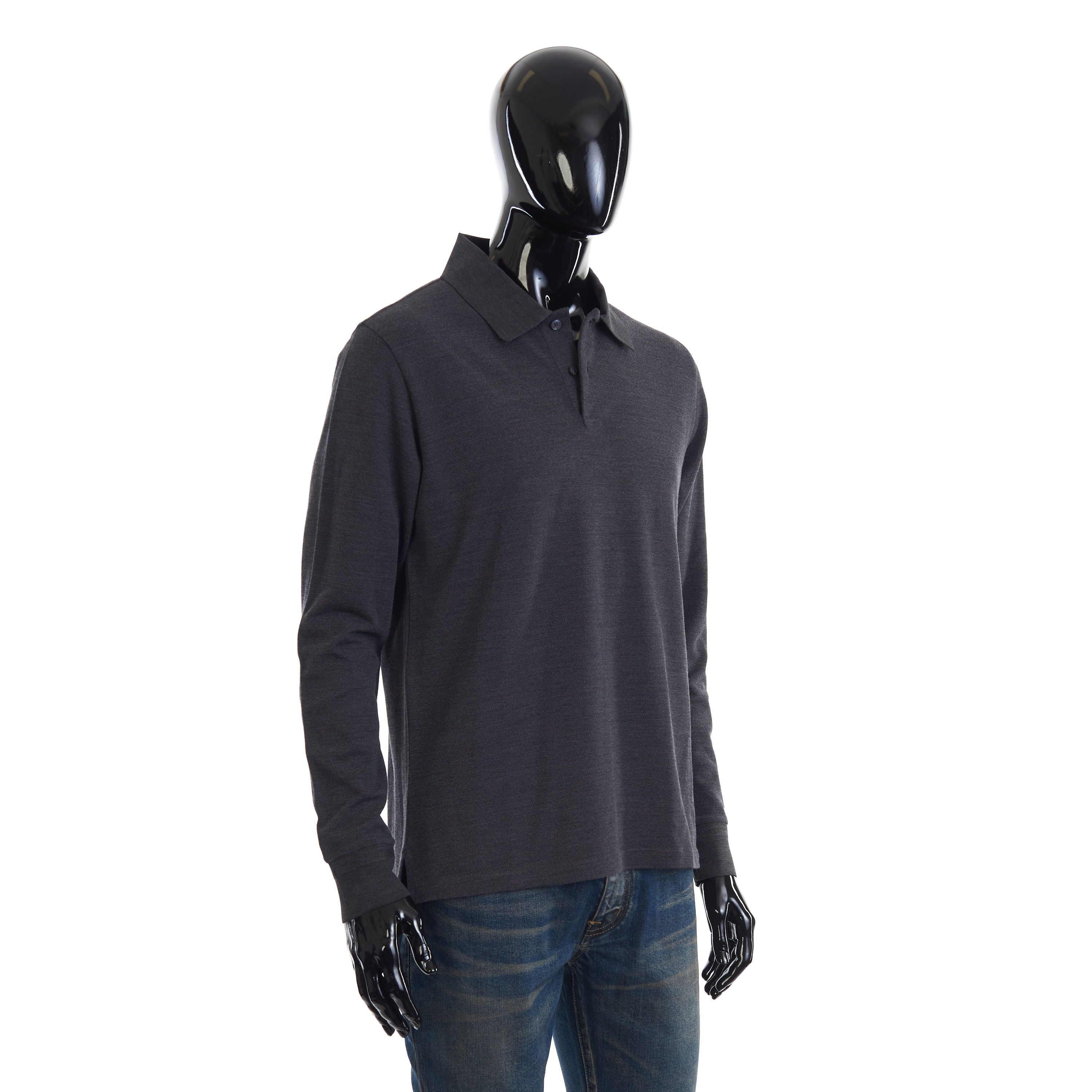 Berluti Longsleeve Polo With Leather Detail, Mulberry Silk & Wool Size US M / EU 48-50 / 2 - 9 Thumbnail