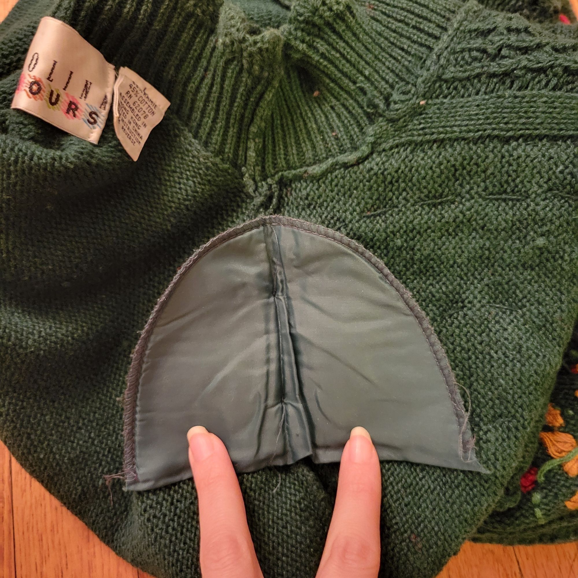 Vintage Vintage Carolina Colours Green Sweater Floral Crochet Patchw Size L / US 10 / IT 46 - 10 Thumbnail