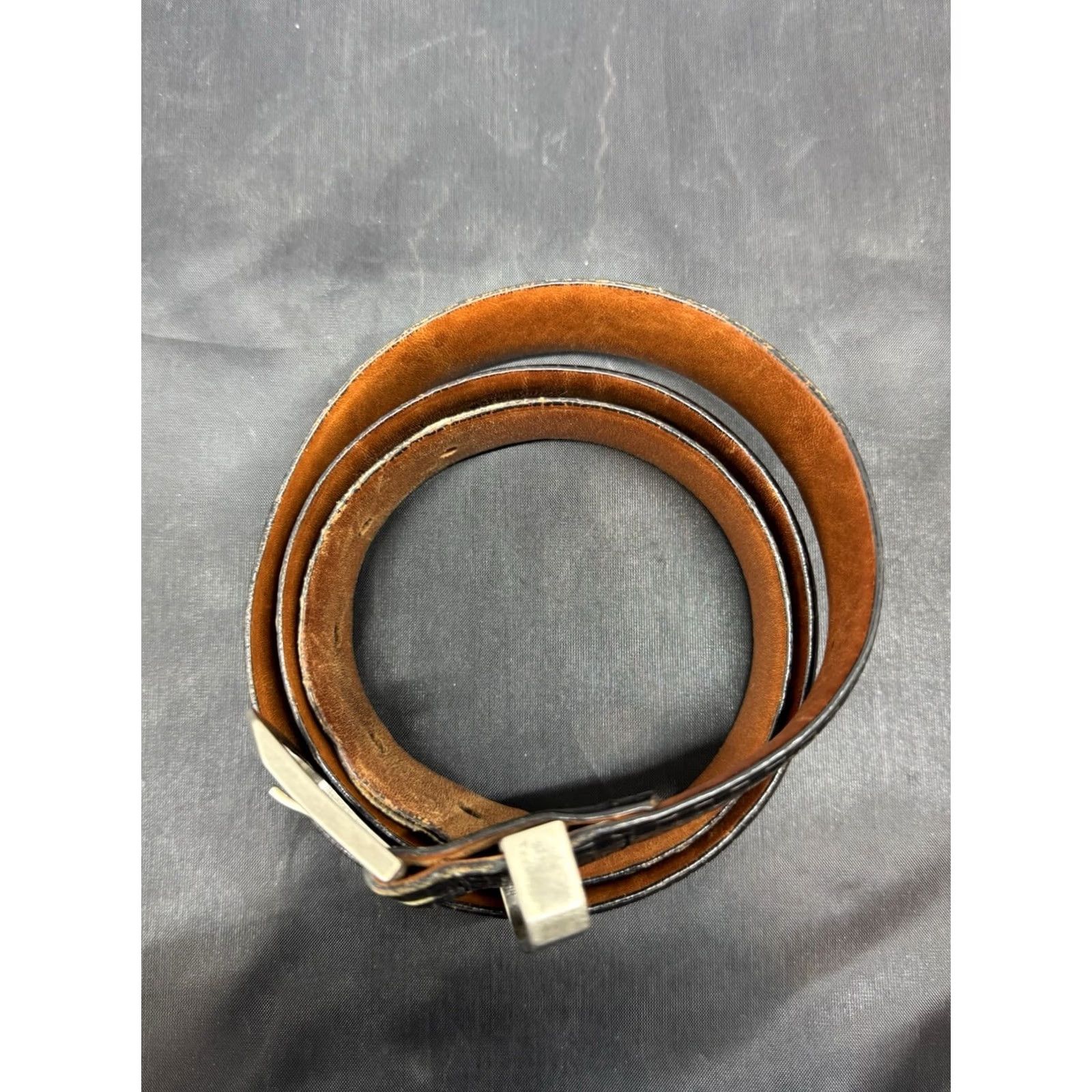 Asket VINTAGE Descente Belt Black 38 Waist Leather Braided/Woven Dress Western Buckle Mens Size 38 - 2 Thumbnail