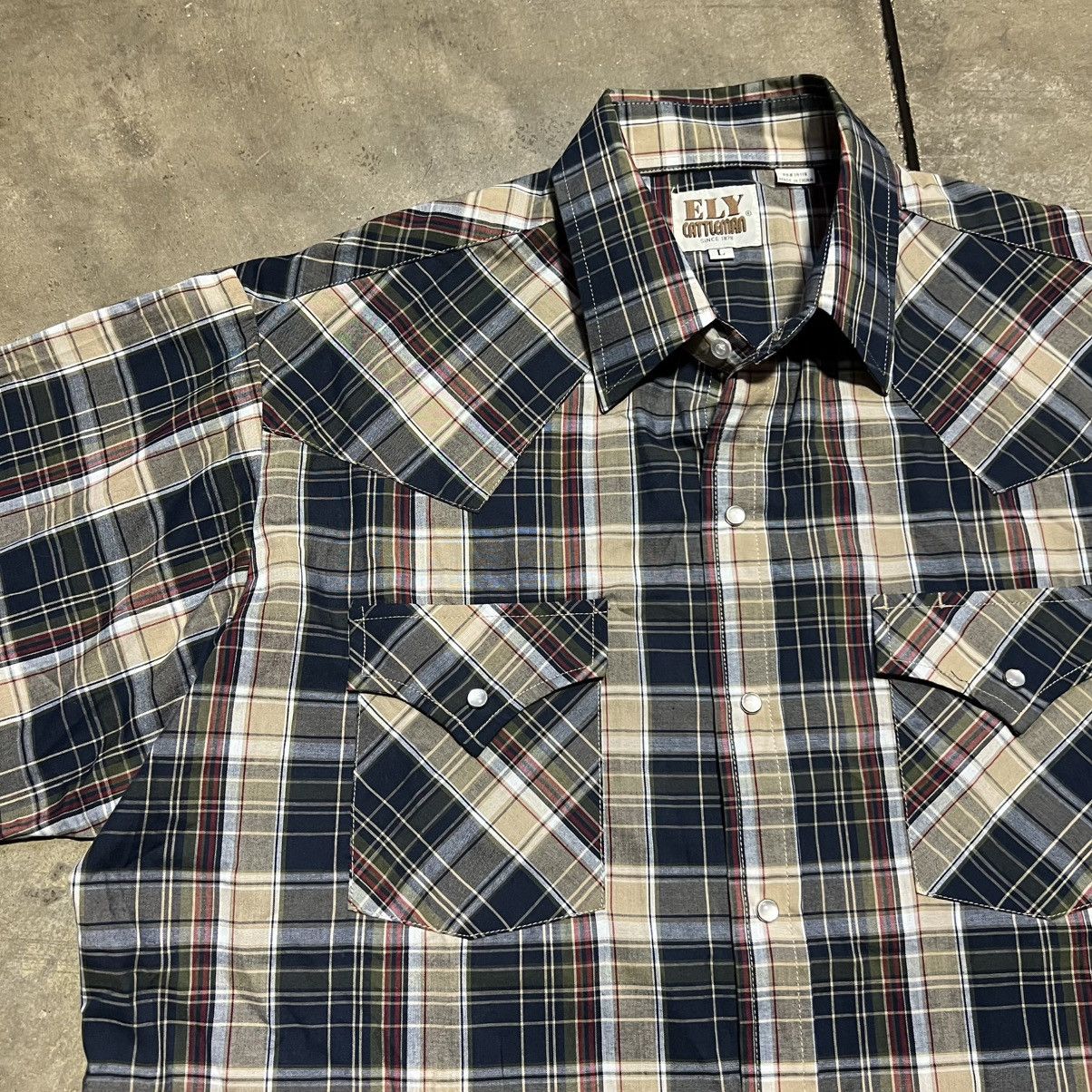 Wrangler Vintage 90s Ely Cattleman Pearl Snap Shirt Short Sleeve Size US L / EU 52-54 / 3 - 3 Thumbnail