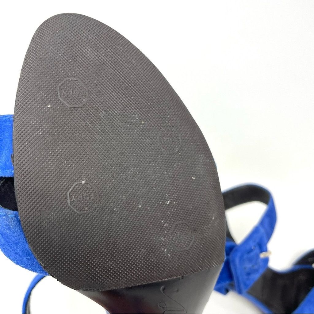 Roger Vivier Roger Vivier Blue Suede Criss Cross Kitten Heel Sandals 37.5 Size US 7.5 / IT 37.5 - 11 Thumbnail