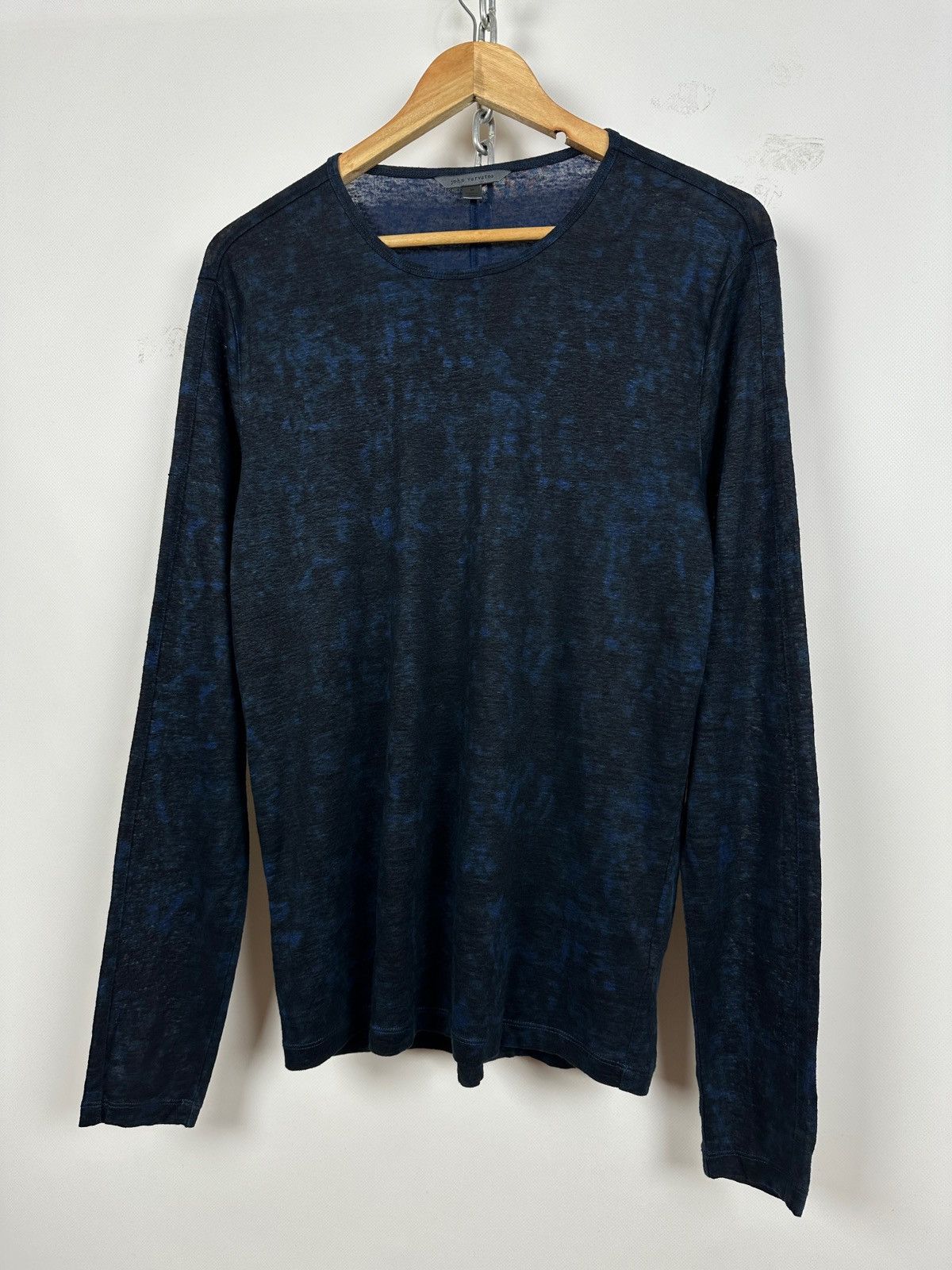 John Varvatos John Varvatos Linen Crewneck Black/Blue Long Sleeve T-Shirt Size US M / EU 48-50 / 2 - 3 Thumbnail