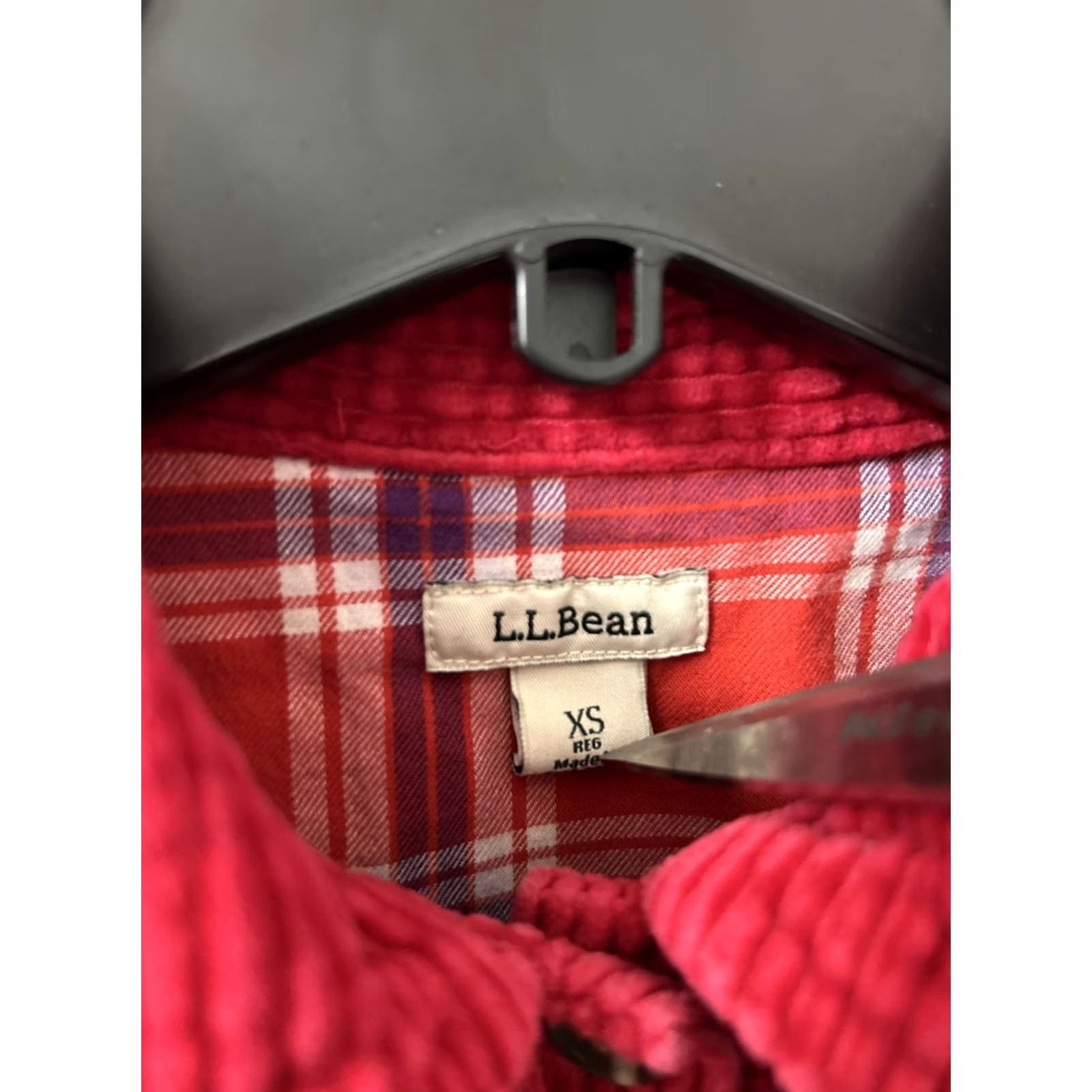 Vintage L.L. Bean Corduroy Shirt Womens XS Red Plaid Lined Button Down L/S Basic Casual Workwear Shirt Mens Girls Size XS / US 0-2 / IT 36-38 - 5 Thumbnail