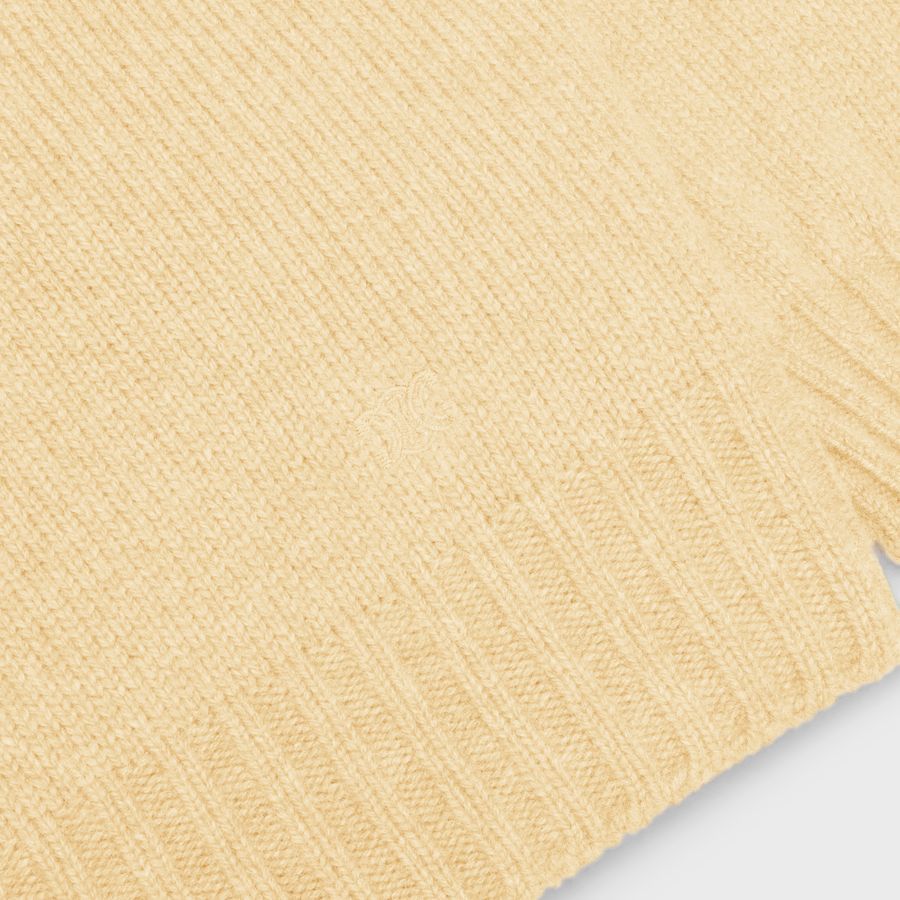 Celine o1loc1c1124 High Neck Sweater in Pale Yellow Size L / US 10 / IT 46 - 3 Thumbnail