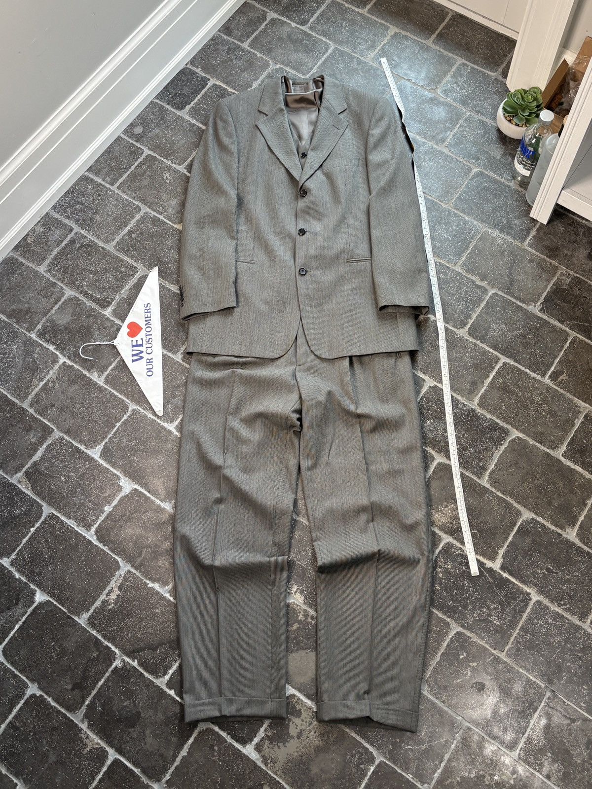 Hugo Boss Vintage Hugo Boss Suit Wool 3pc Three Piece Jacket Trouser Size 42L - 2 Thumbnail