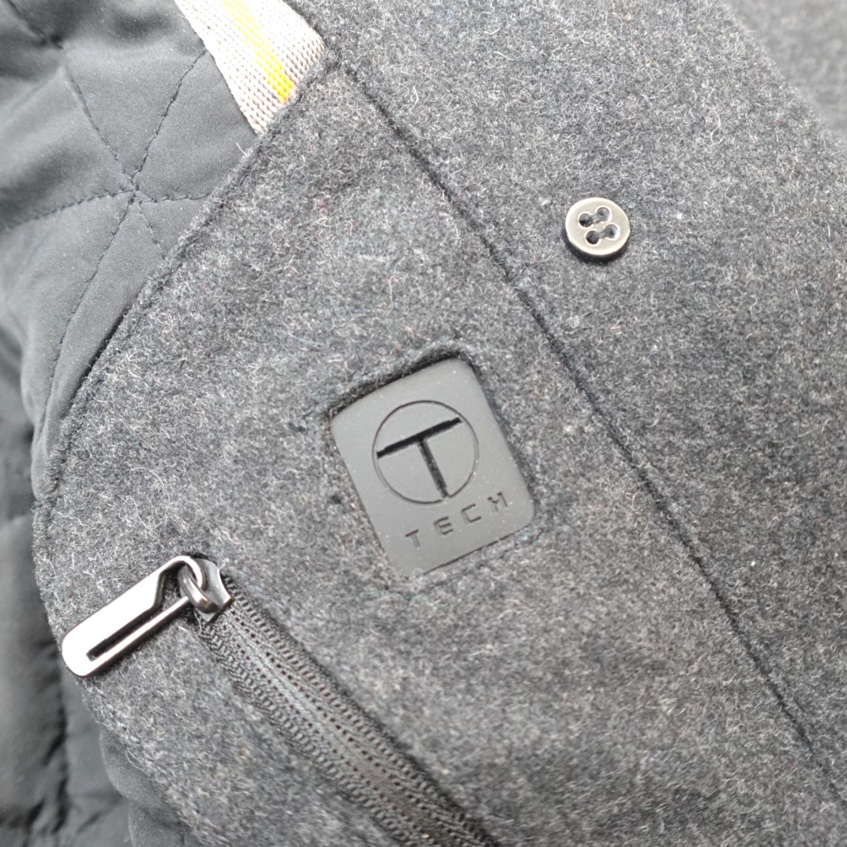 Tumi Tumi Jacket 2XL Gray Charcoal Wool Blend Peacoat Double Breasted Mens Jacket Regular Winter Fall Spring Suit Casual Travel Size 48R - 7 Thumbnail