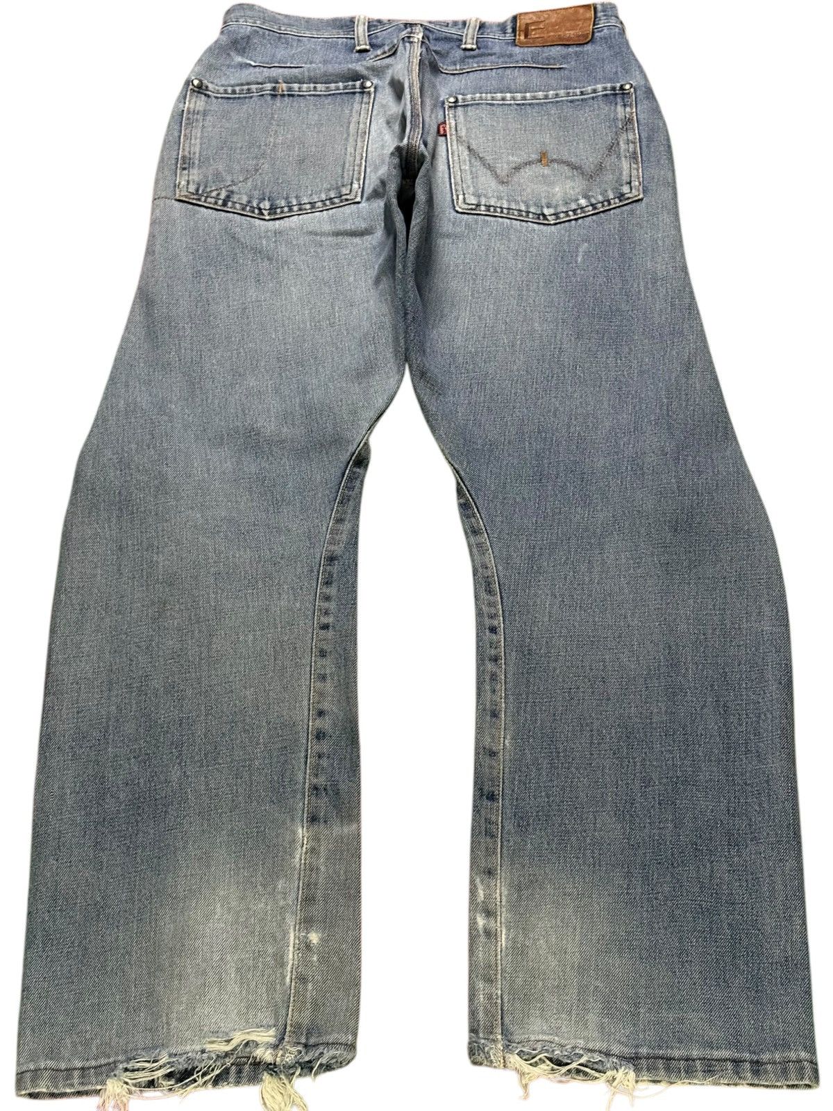 Edwin × Japanese Brand Vintage Edwin E Function Spiral Faded Wash Rip Loose Jean Size US 29 - 2 Thumbnail