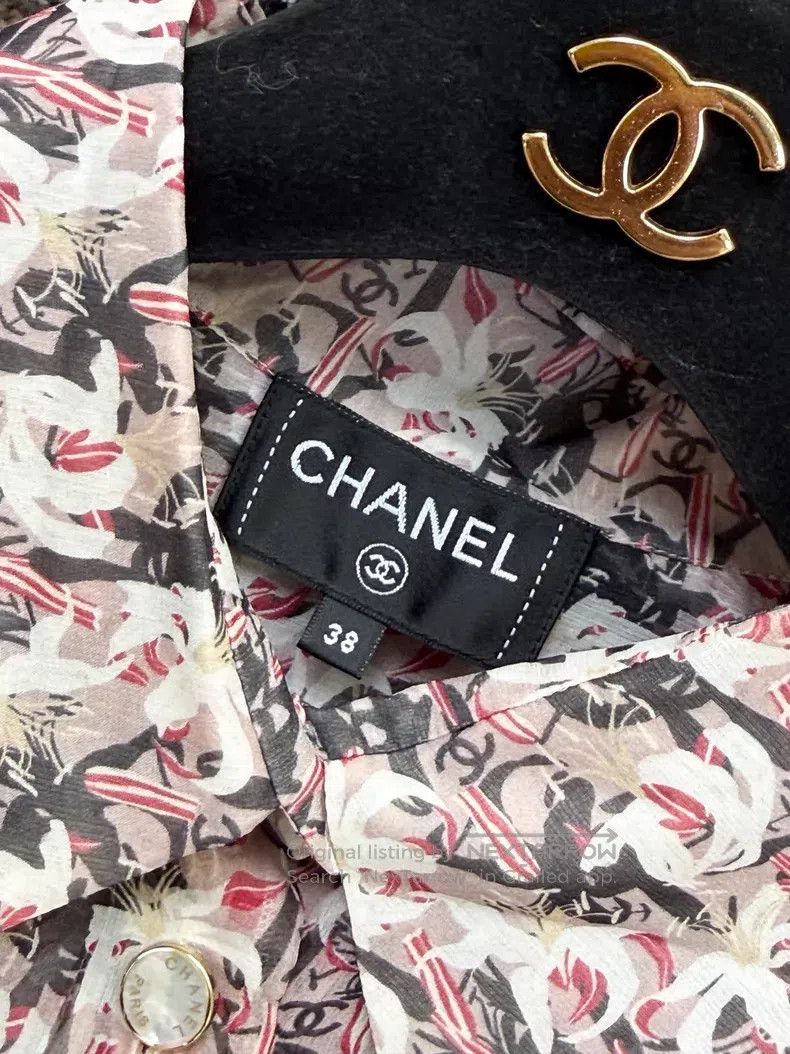 Chanel Chanel Lily pink full-print double C-print silk long-sleev Size XS / US 0-2 / IT 36-38 - 5 Thumbnail