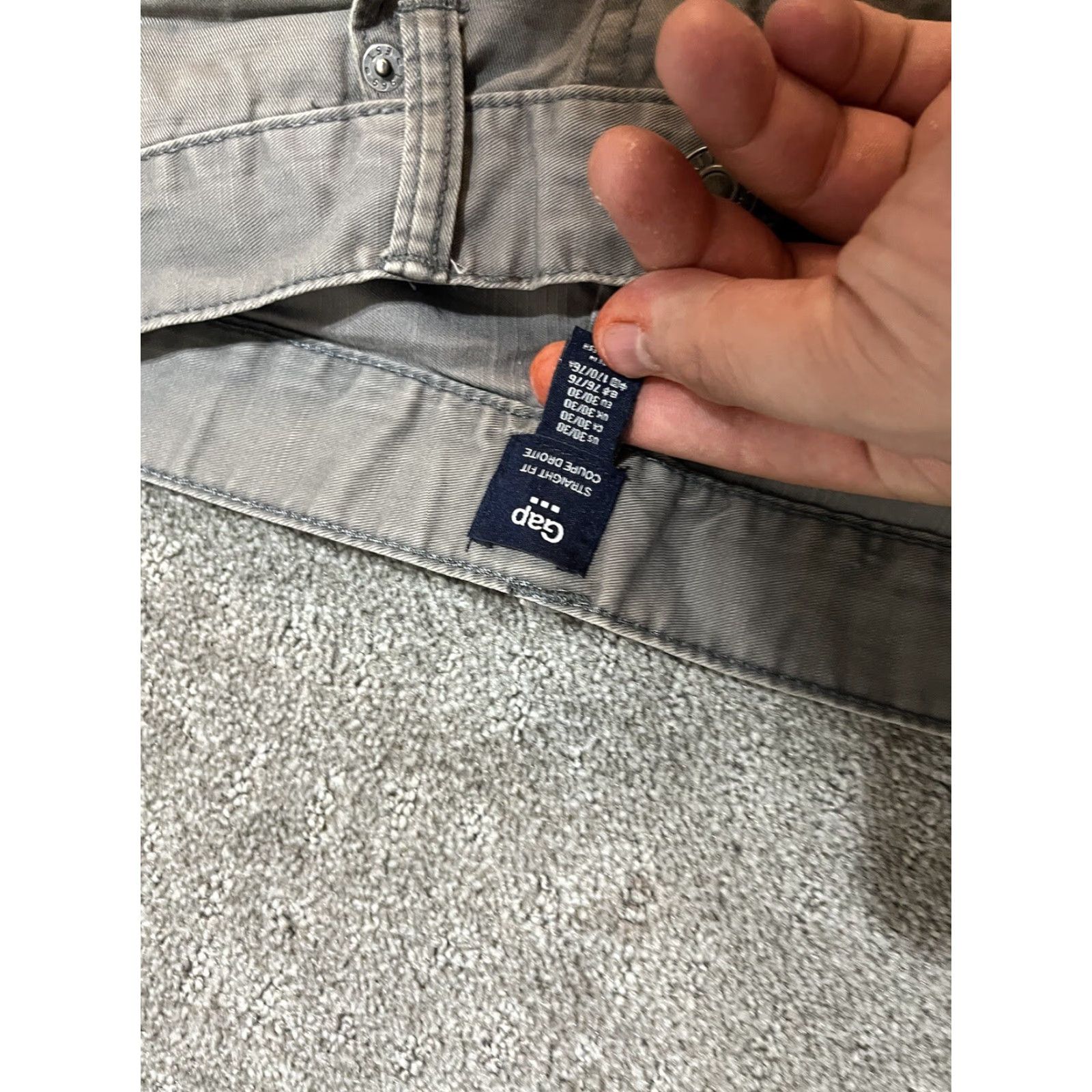 Gap Gap Men's Pants Flat Front Khaki Gray 30x30 Regular Cotton Straight Leg Size US 30 / EU 46 - 5 Thumbnail