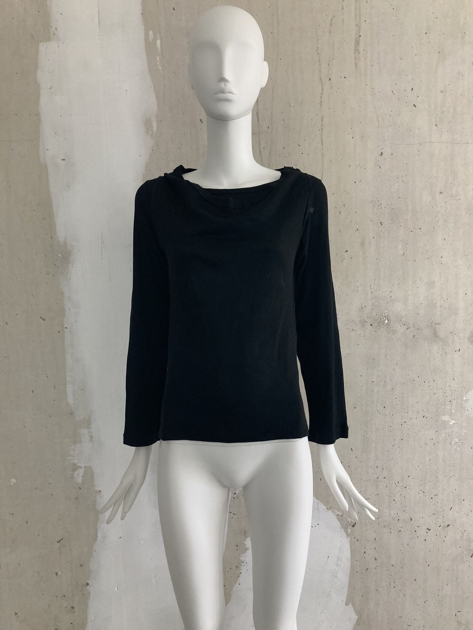 image of Maison Margiela Ss2003 Double Layer Folded Top in Black, Women's (Size Large)