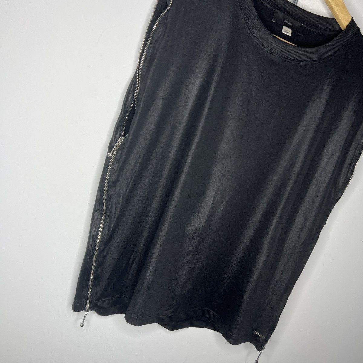 Designer × Diesel Diesel Tank Top Blouse ZIP Nylon Black Avant Garde Y2K Opium Size S / US 4 / IT 40 - 3 Thumbnail