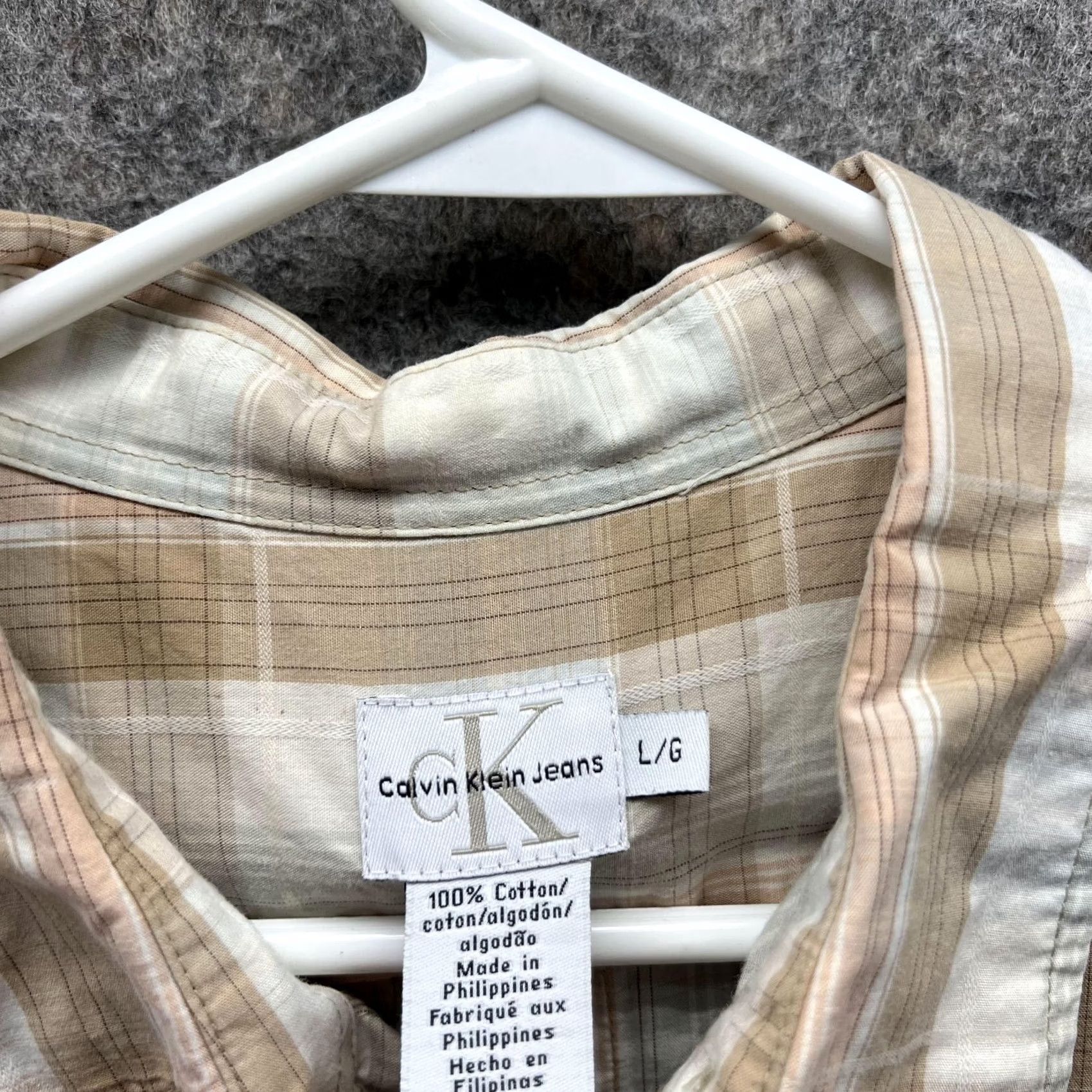 Calvin Klein Calvin Klein Shirt Men Large Khaki Casual Button-Down Plaid Cotton Retro Preppy Size US L / EU 52-54 / 3 - 5 Thumbnail