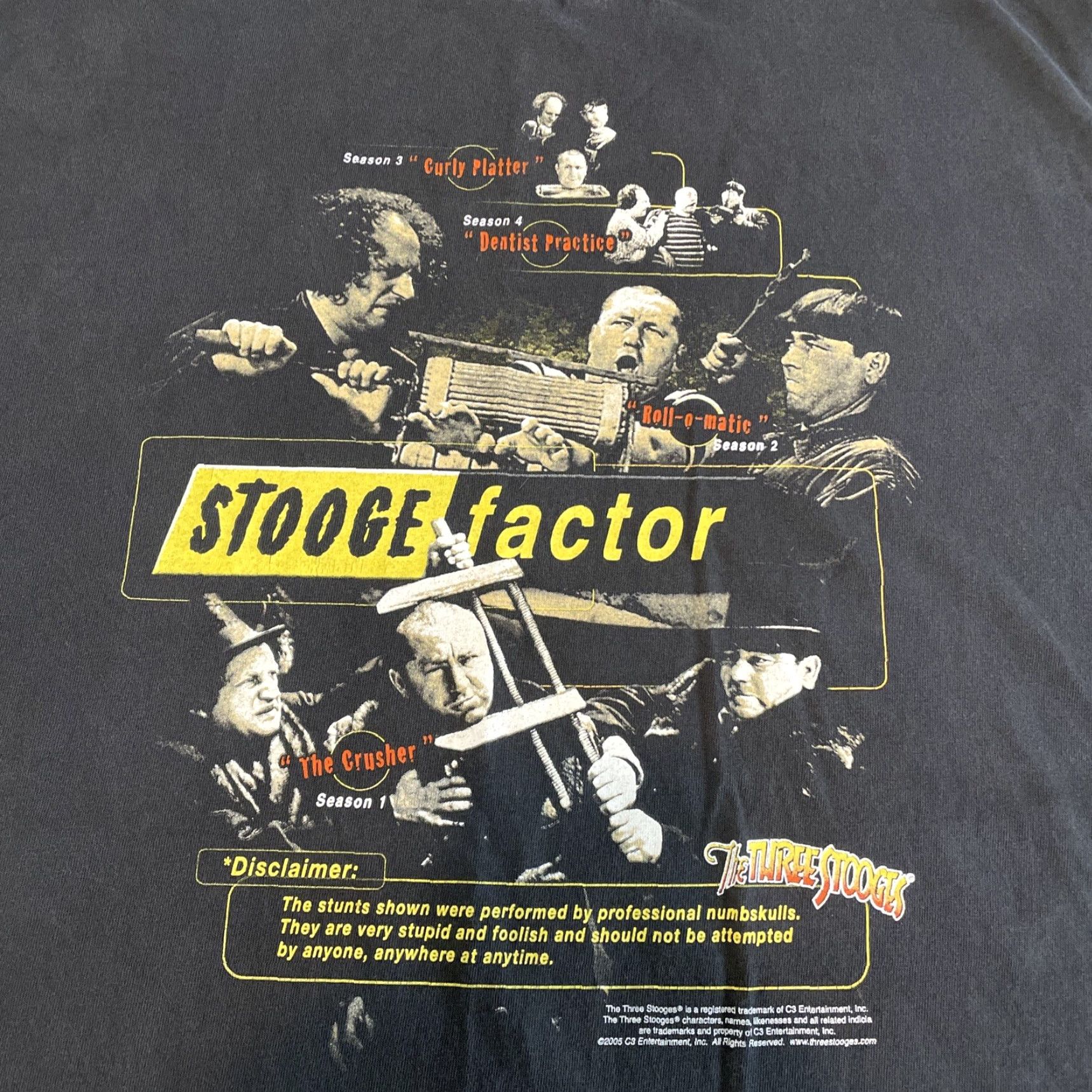 Gildan Vintage The Three Stooges Fear Factor Parody T-Shirt Men 2XL Black Funny 2000s Size US XXL / EU 58 / 5 - 3 Thumbnail