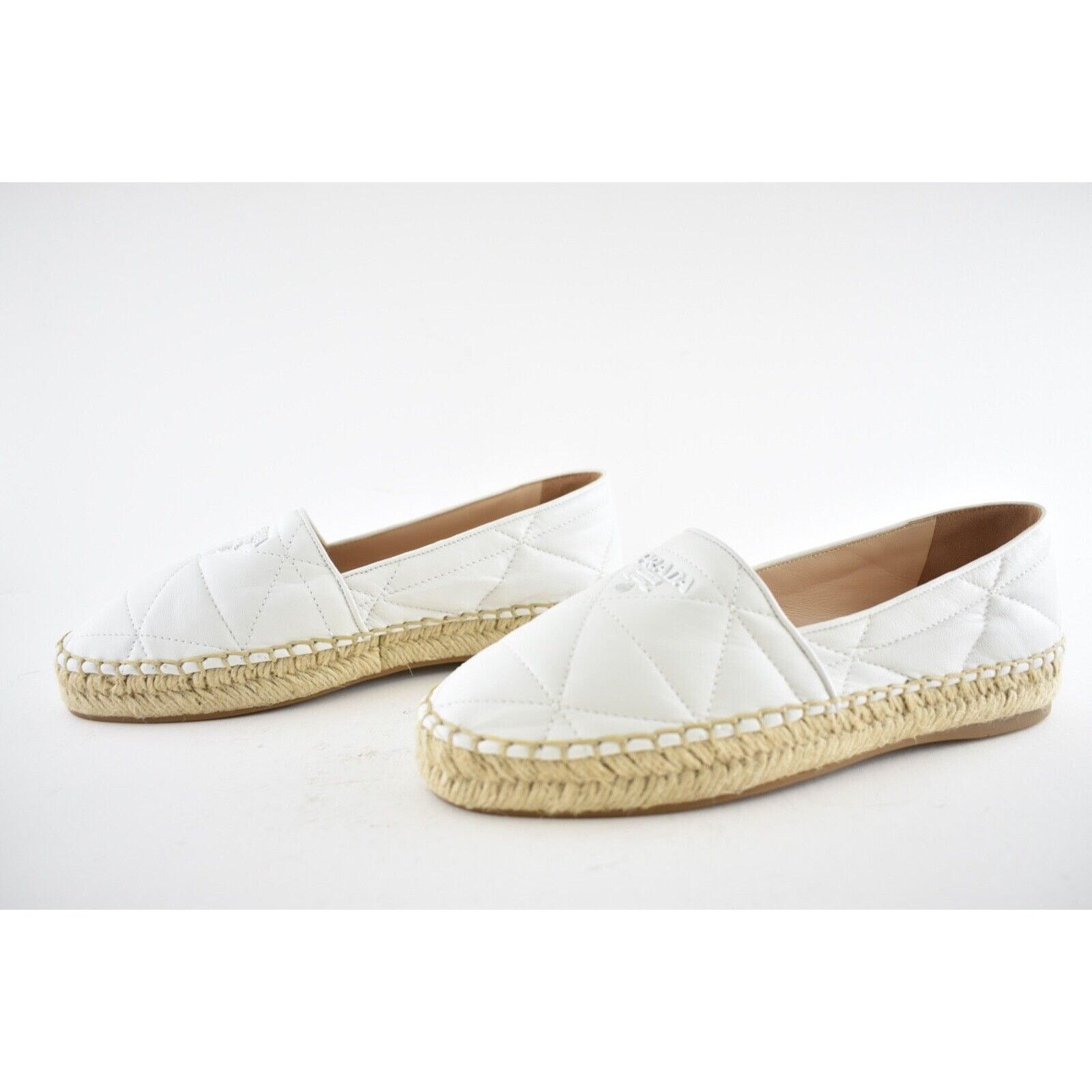 Prada Prada Bianco White Nappa Leather Tonal Logo Slip On Size US 7.5 / IT 37.5 - 9 Thumbnail