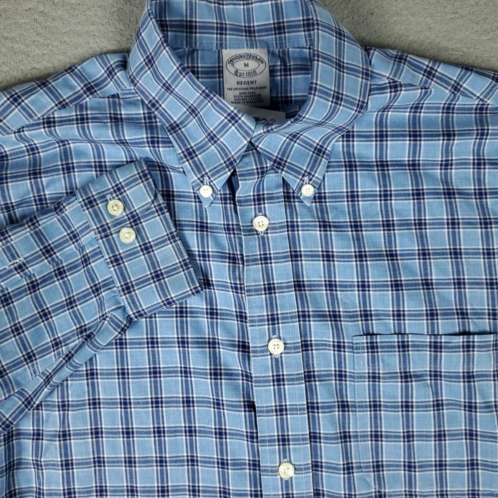 Brooks Brothers Brooks Brothers Shirt Mens Medium Blue Plaid Regent Button Up Long Sleeve Regular Fit Button-Down Collar Size US M / EU 48-50 / 2 - 2 Thumbnail