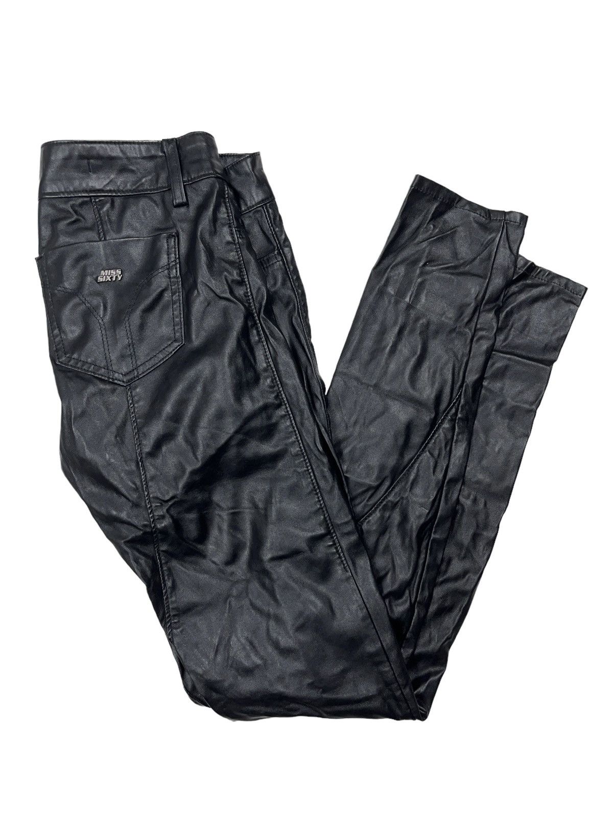 Japanese Brand Vintage Miss Sixty Faux Leather Pants Metal Logo y2k Size 25" / US 0 / IT 36 - 1 Thumbnail