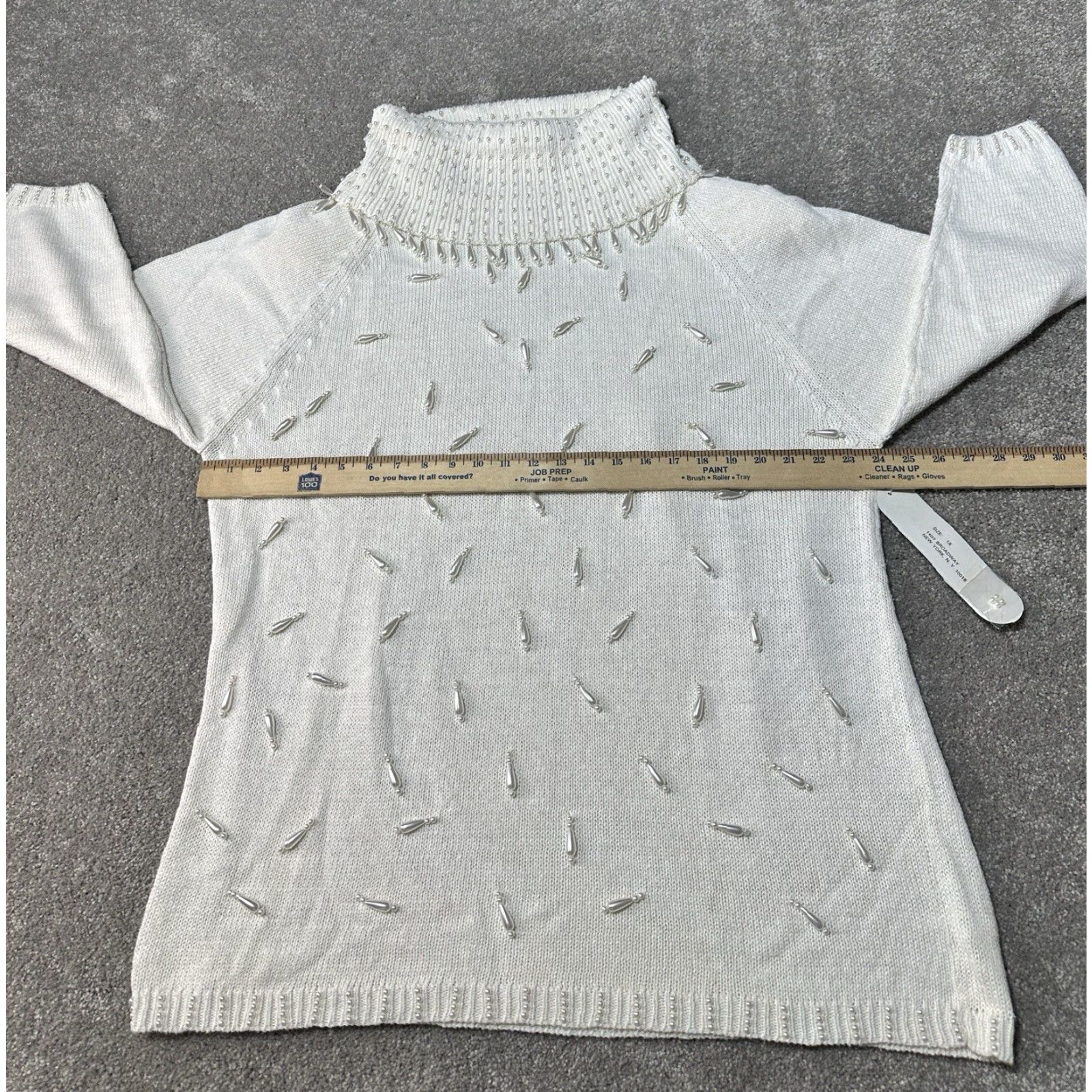 Vintage VINTAGE Pearl Sweater Womens Plus 1X 80s BoHo Christmas Winter Turtleneck Beaded Pullover Women’s 80s Holiday Party/Cocktail Workwear Size XL / US 12-14 / IT 48-50 - 6 Thumbnail