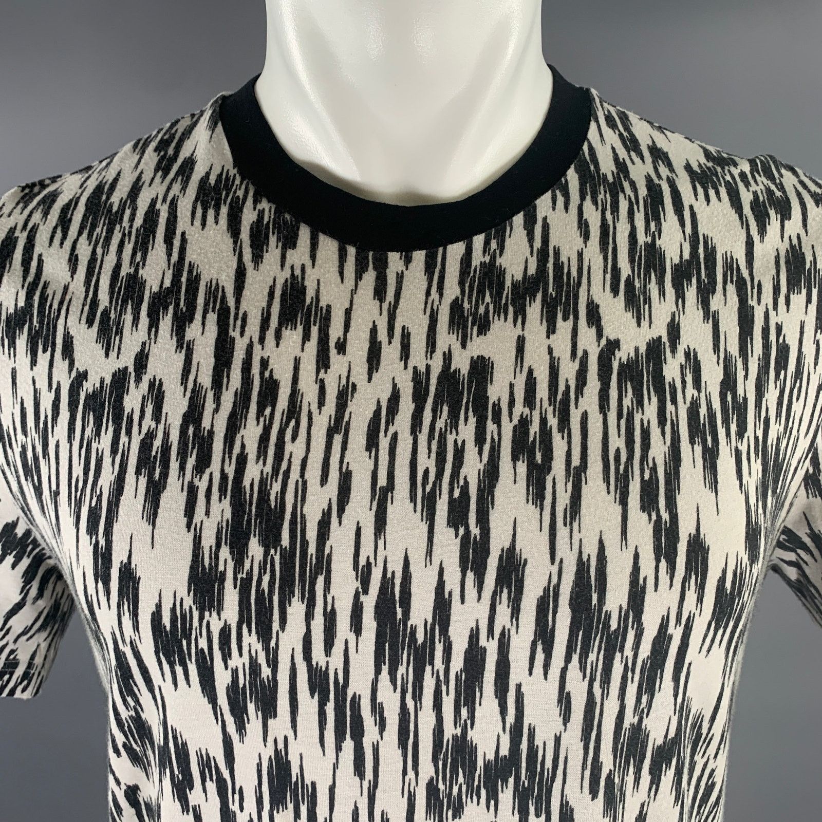 Lanvin LANVIN Size M White Black Abstract Cotton Blend T-shirt Size US M / EU 48-50 / 2 - 2 Thumbnail