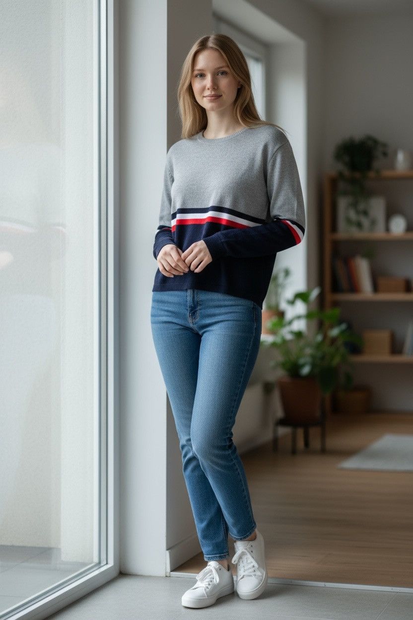 Other PINK ROSE Gray, Red, White, Blue Long Sleeve Sweater small Size S / US 4 / IT 40 - 2 Thumbnail