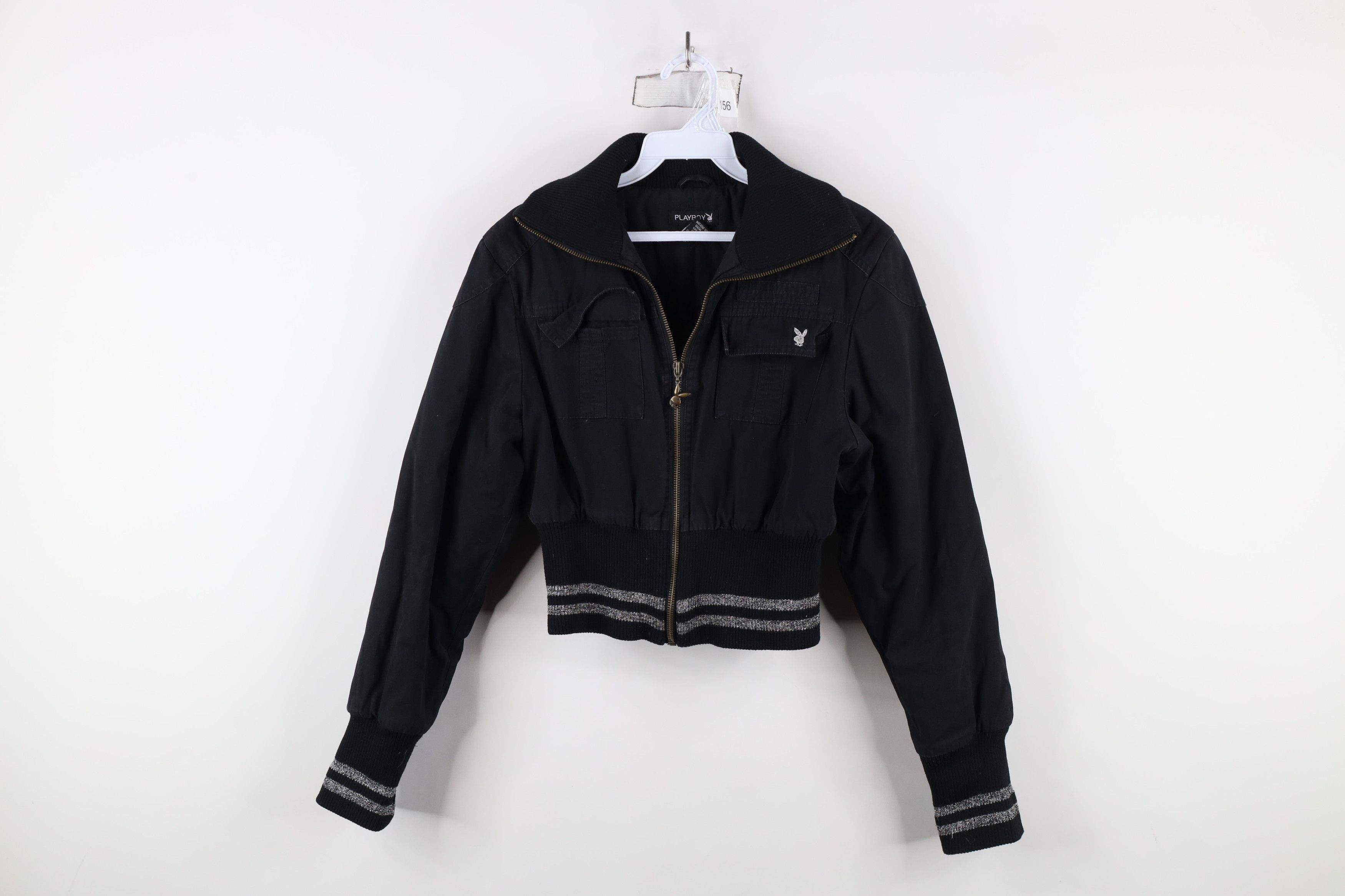 Playboy × Vintage Vintage 90s Y2K Playboy Fit Striped Bunny Full Zip Jacket Size 30 - 1 Thumbnail